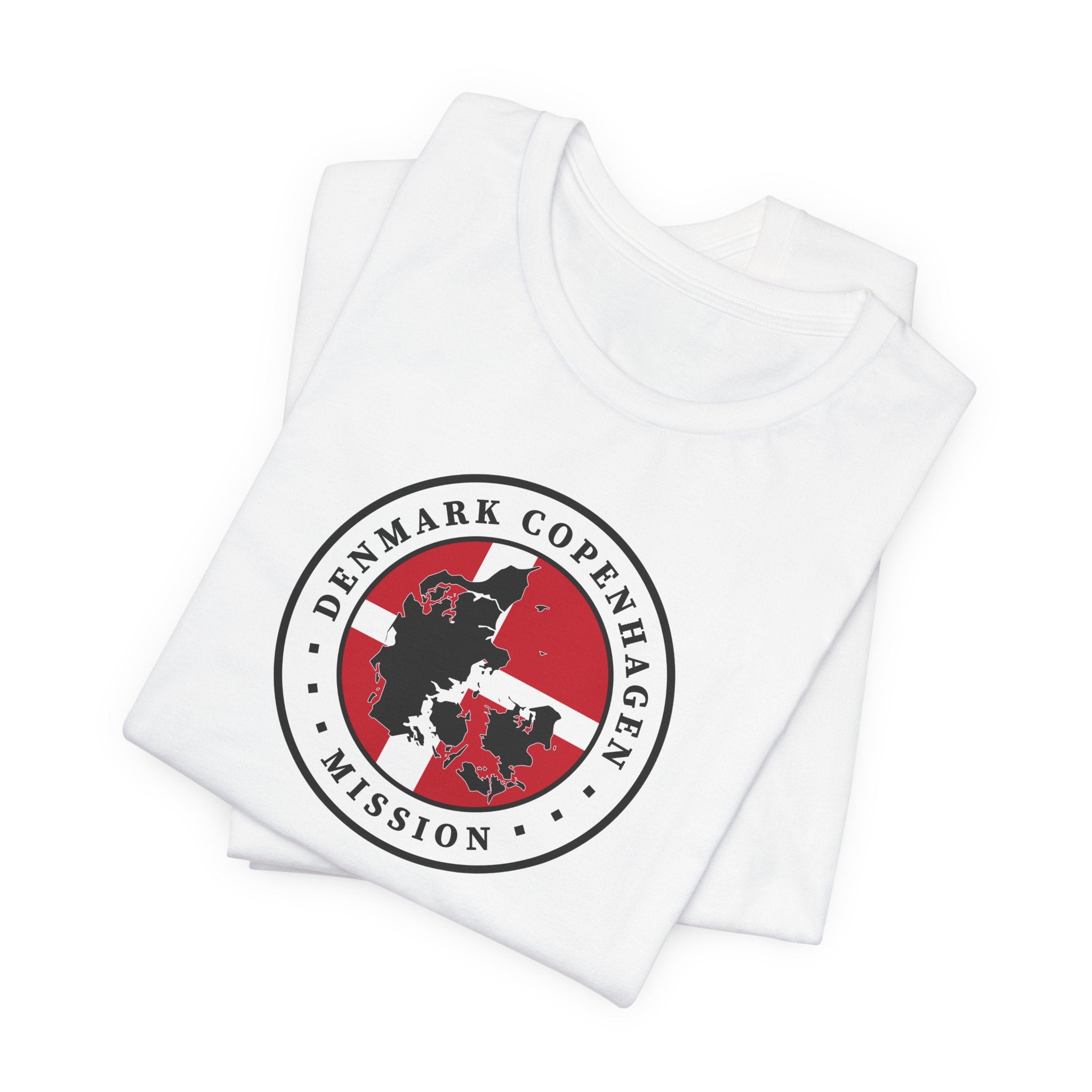 Denmark Copenhagen Mission Flag Logo (White Border) T-shirt - Mission Wishlist - LDS Missionary Gift Store