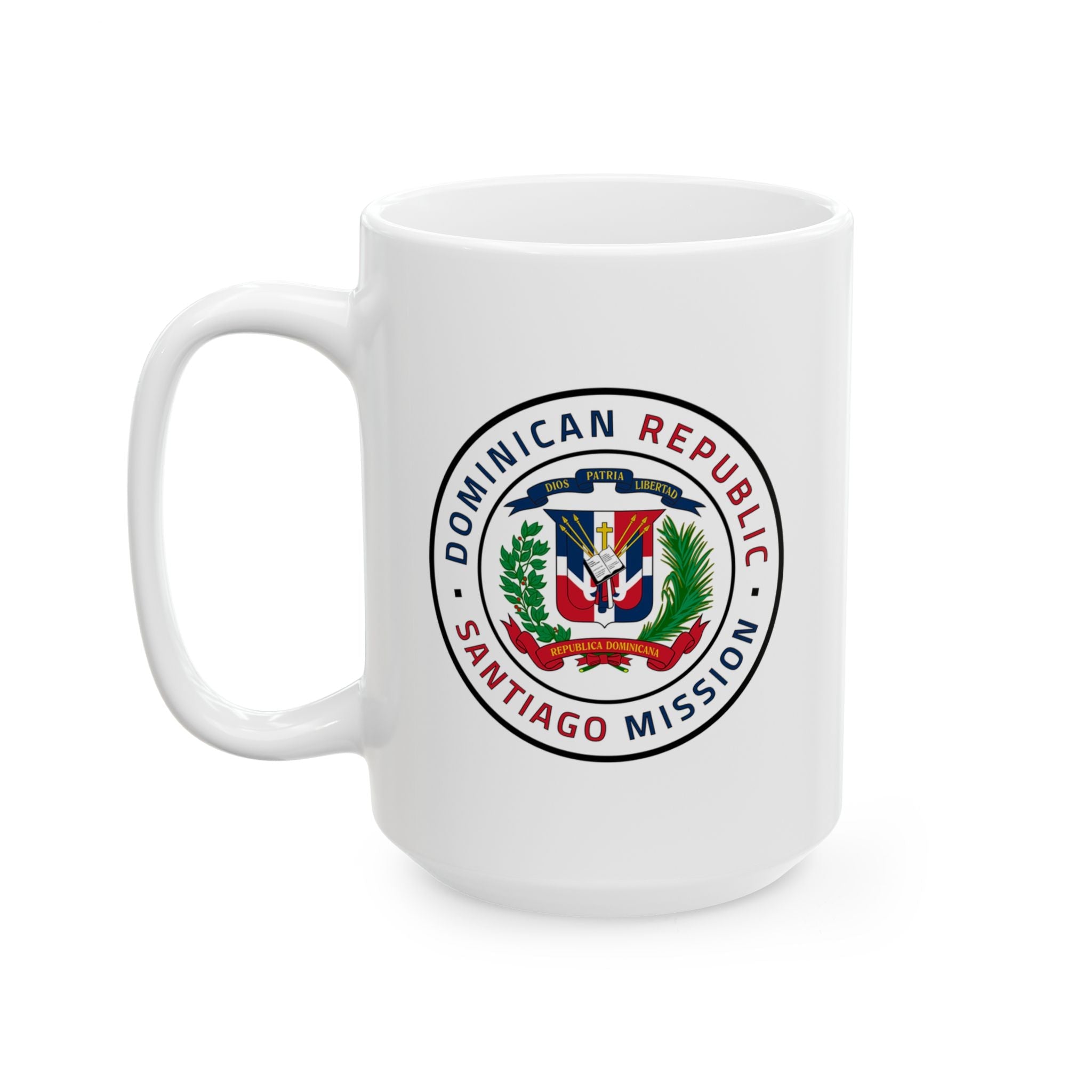 Dominican Republic Santiago Mission Circular Flag White Ceramic Mug - Mission Wishlist - LDS Missionary Gift Store