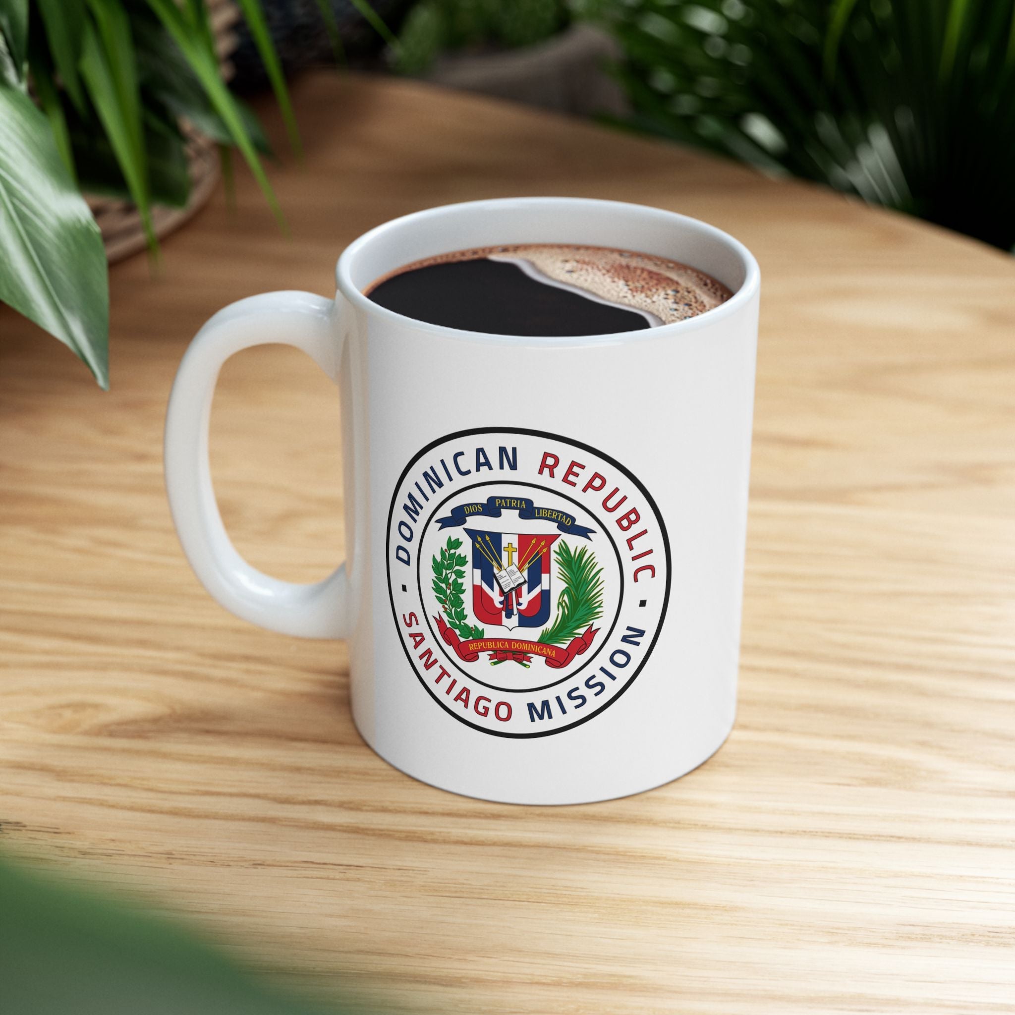 Dominican Republic Santiago Mission Circular Flag White Ceramic Mug - Mission Wishlist - LDS Missionary Gift Store