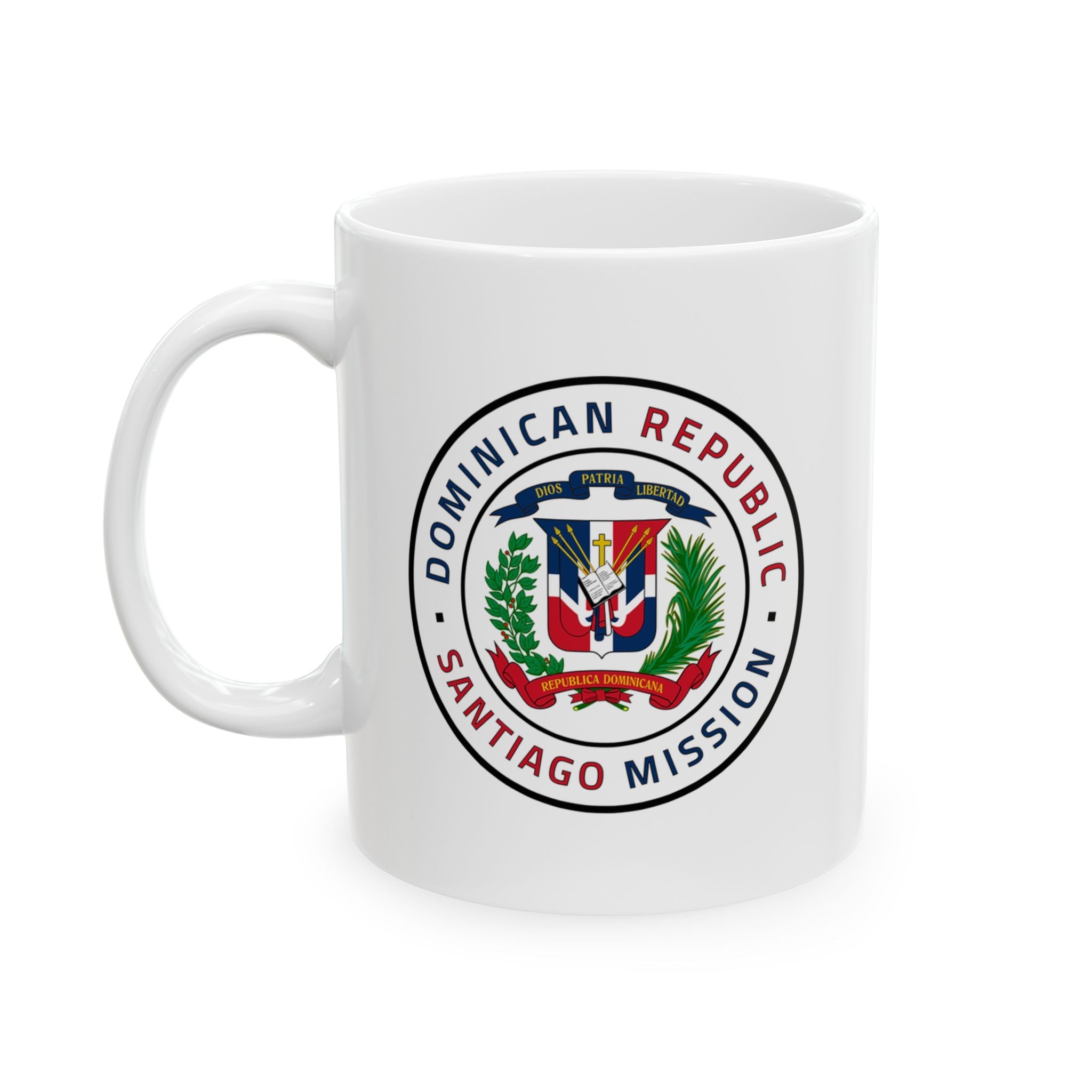 Dominican Republic Santiago Mission Circular Flag White Ceramic Mug - Mission Wishlist - LDS Missionary Gift Store