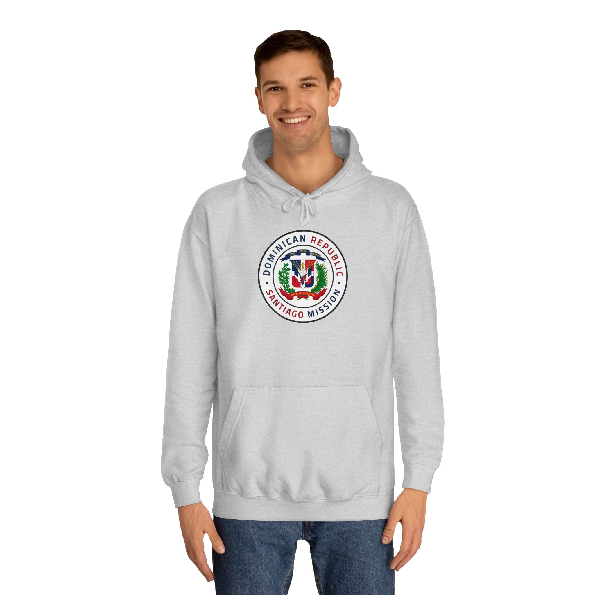 Dominican Republic Santiago Mission Flag Logo (White Border) College Hoodie - Mission Wishlist - LDS Missionary Gift Store