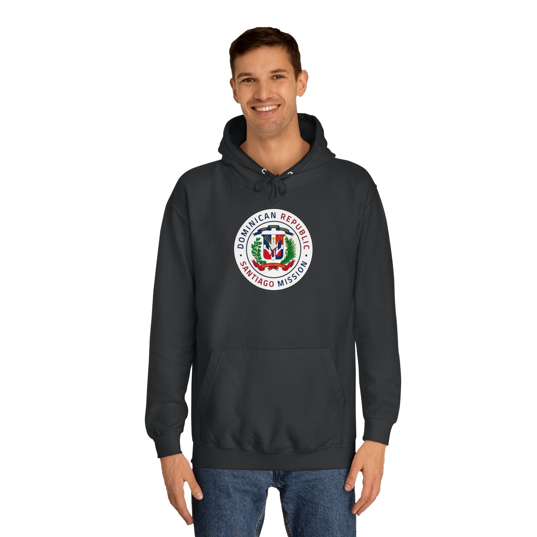 Dominican Republic Santiago Mission Flag Logo (White Border) College Hoodie - Mission Wishlist - LDS Missionary Gift Store