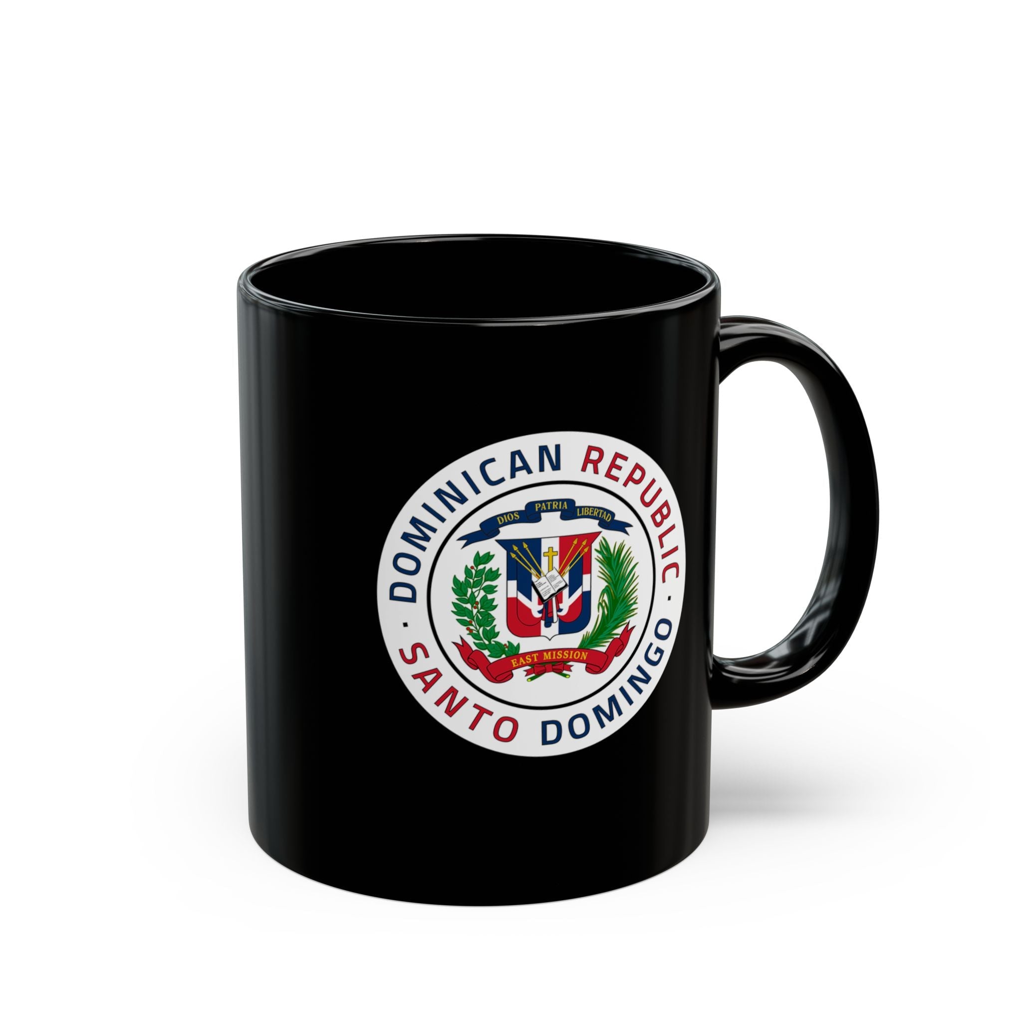 Dominican Republic Santo Domingo East Mission Circular Flag Black Ceramic Mug - Mission Wishlist - LDS Missionary Gift Store