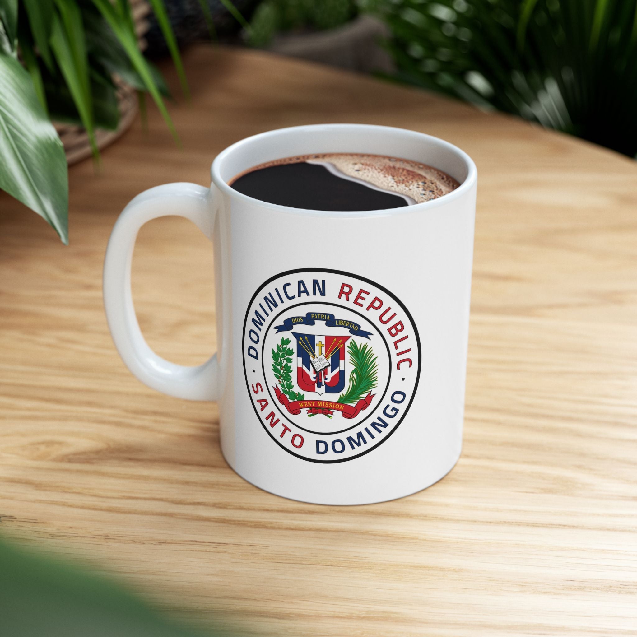 Dominican Republic Santo Domingo West Mission Circular Flag White Ceramic Mug - Latter-Day Saint LDS Missionary Gift - Book of Mormon