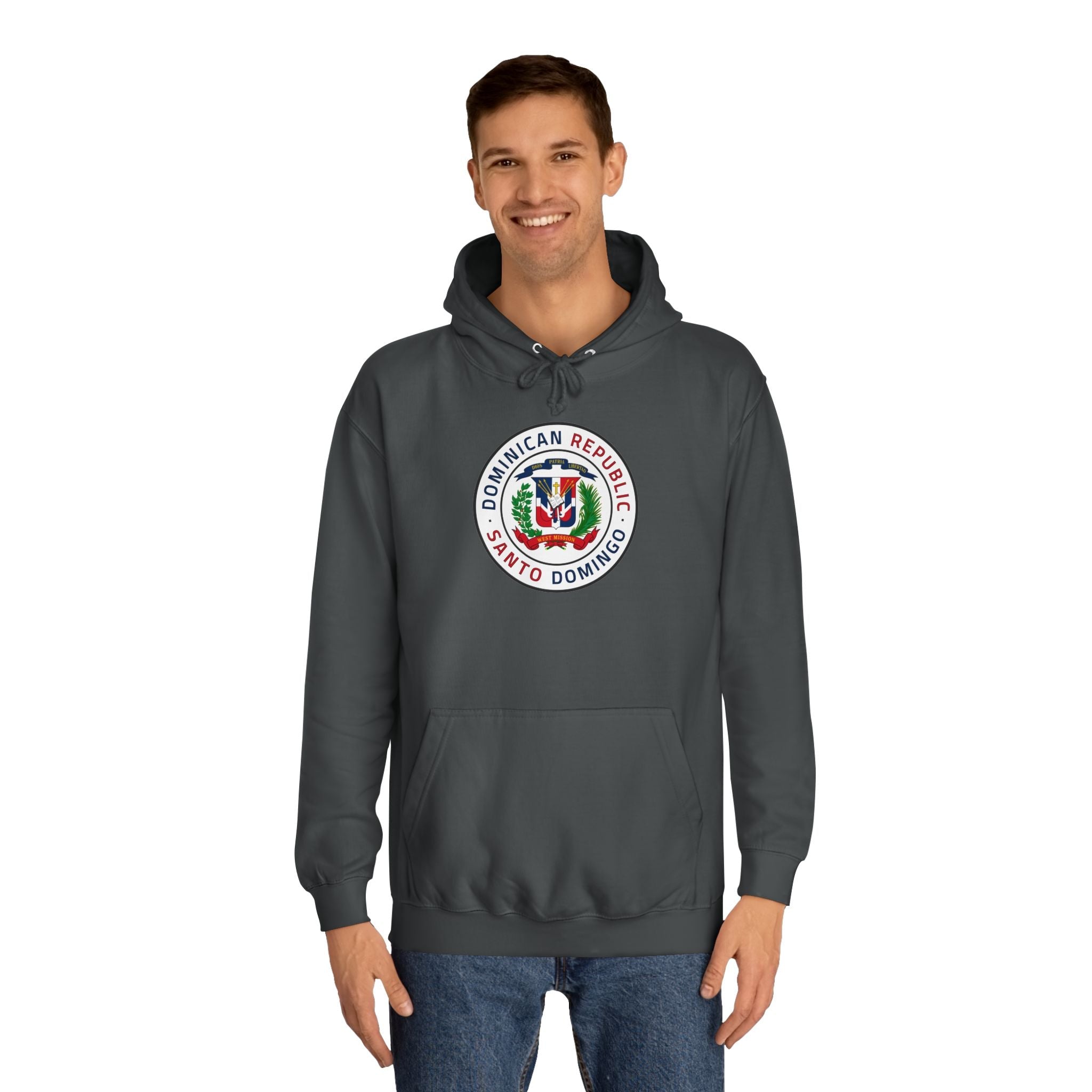 Dominican Republic Santo Domingo West Mission Flag Logo (White Border) College Hoodie - Mission Wishlist - LDS Missionary Gift Store