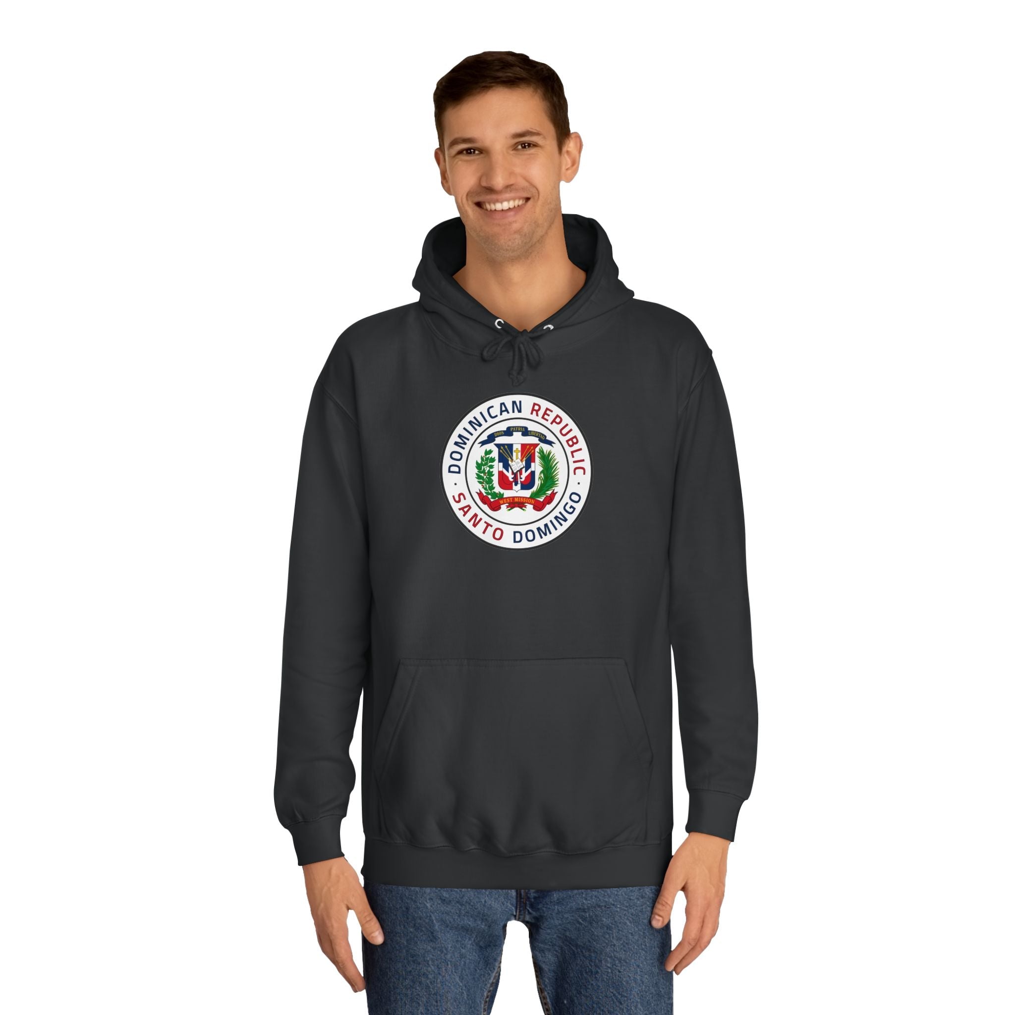Dominican Republic Santo Domingo West Mission Flag Logo (White Border) College Hoodie - Mission Wishlist - LDS Missionary Gift Store