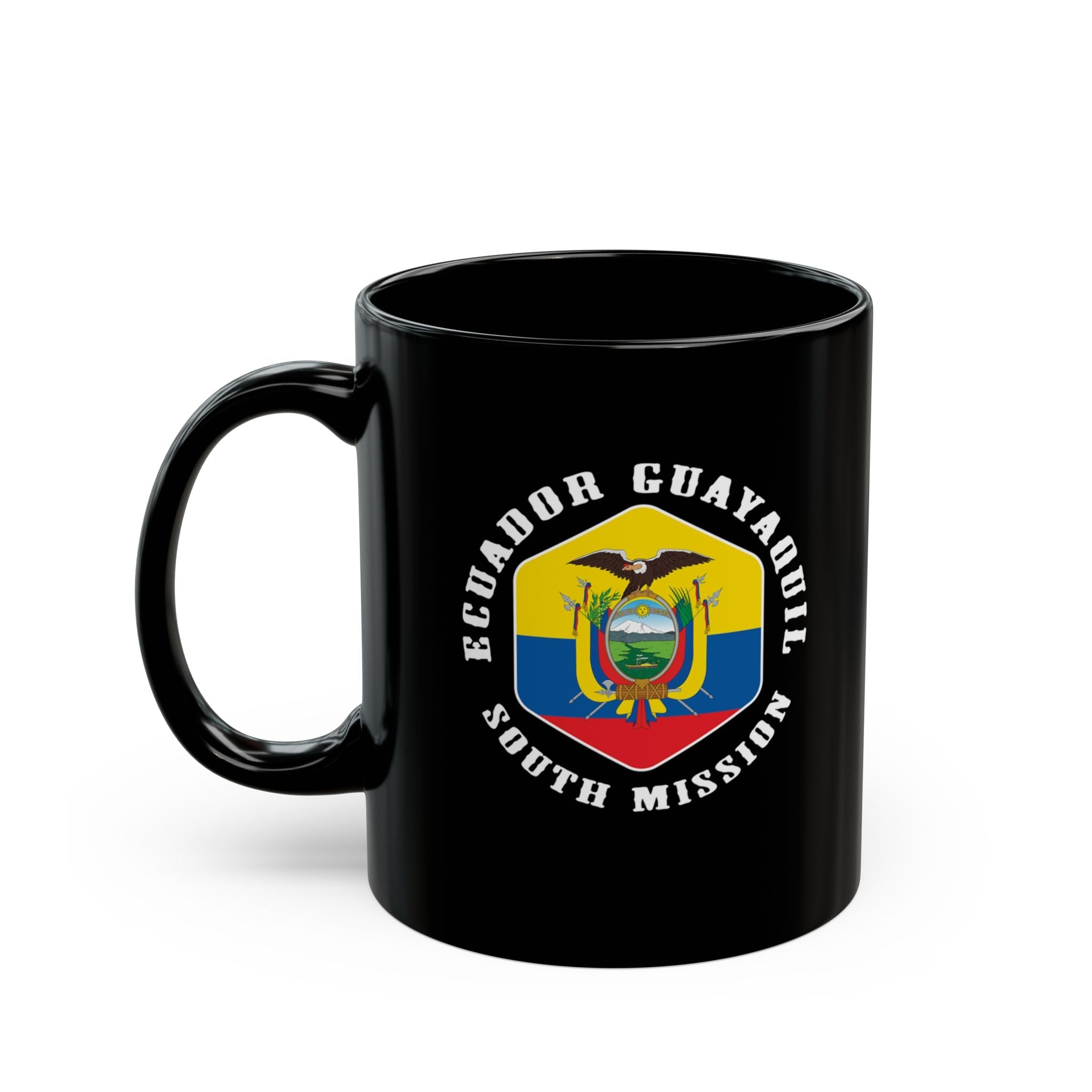 Ecuador Guayaquil South Mission Circular Flag Black Ceramic Mug - Latter-Day Saint LDS Missionary Gift - Book of Mormon