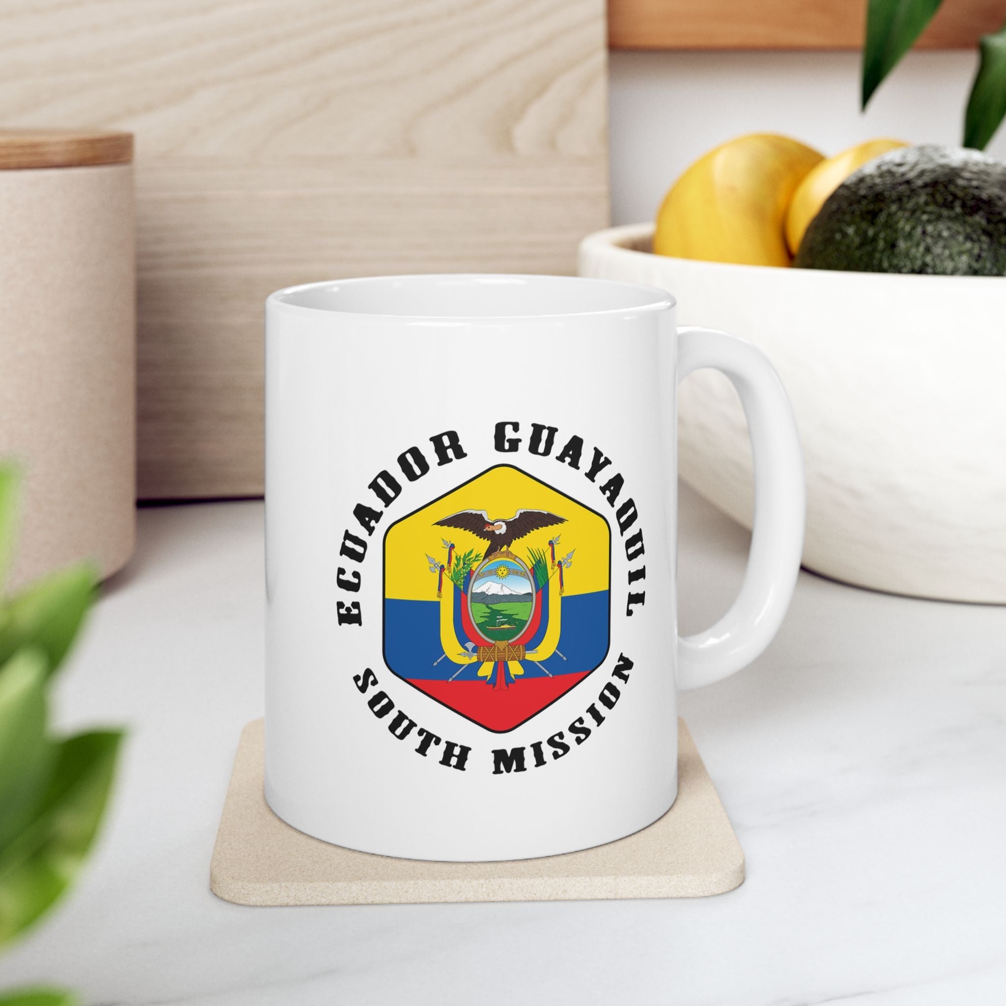 Ecuador Guayaquil South Mission Circular Flag White Ceramic Mug - Latter-Day Saint LDS Missionary Gift - Book of Mormon