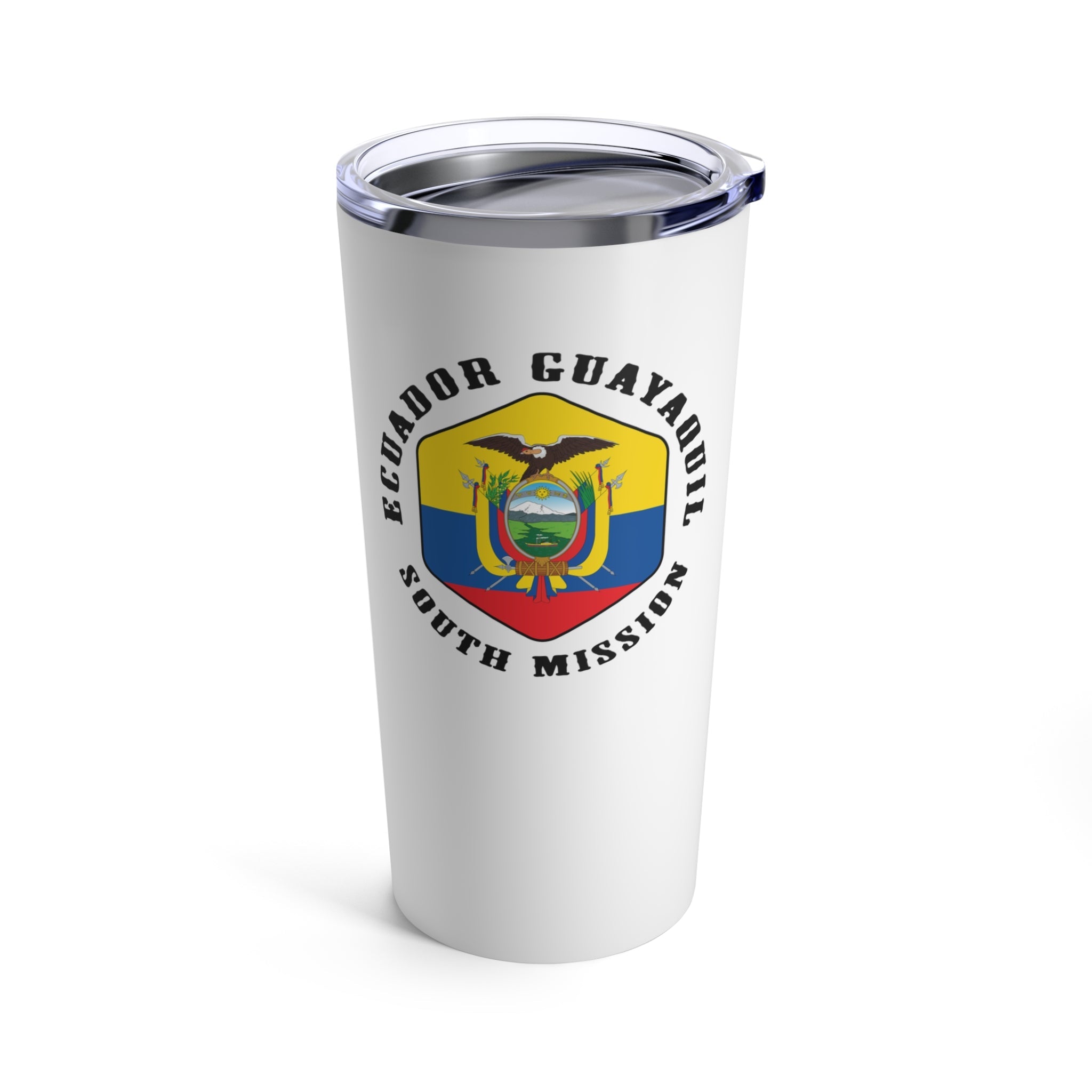 Ecuador Guayaquil South Mission Flag Logo Tumbler 20oz White - Latter-Day Saint LDS Missionary Gift - Book of Mormon