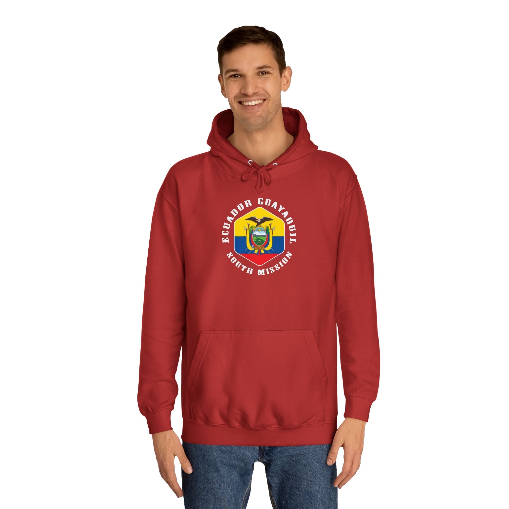 Ecuador Guayaquil South Mission Flag Logo (White Border) College Hoodie - Mission Wishlist - LDS Missionary Gift Store