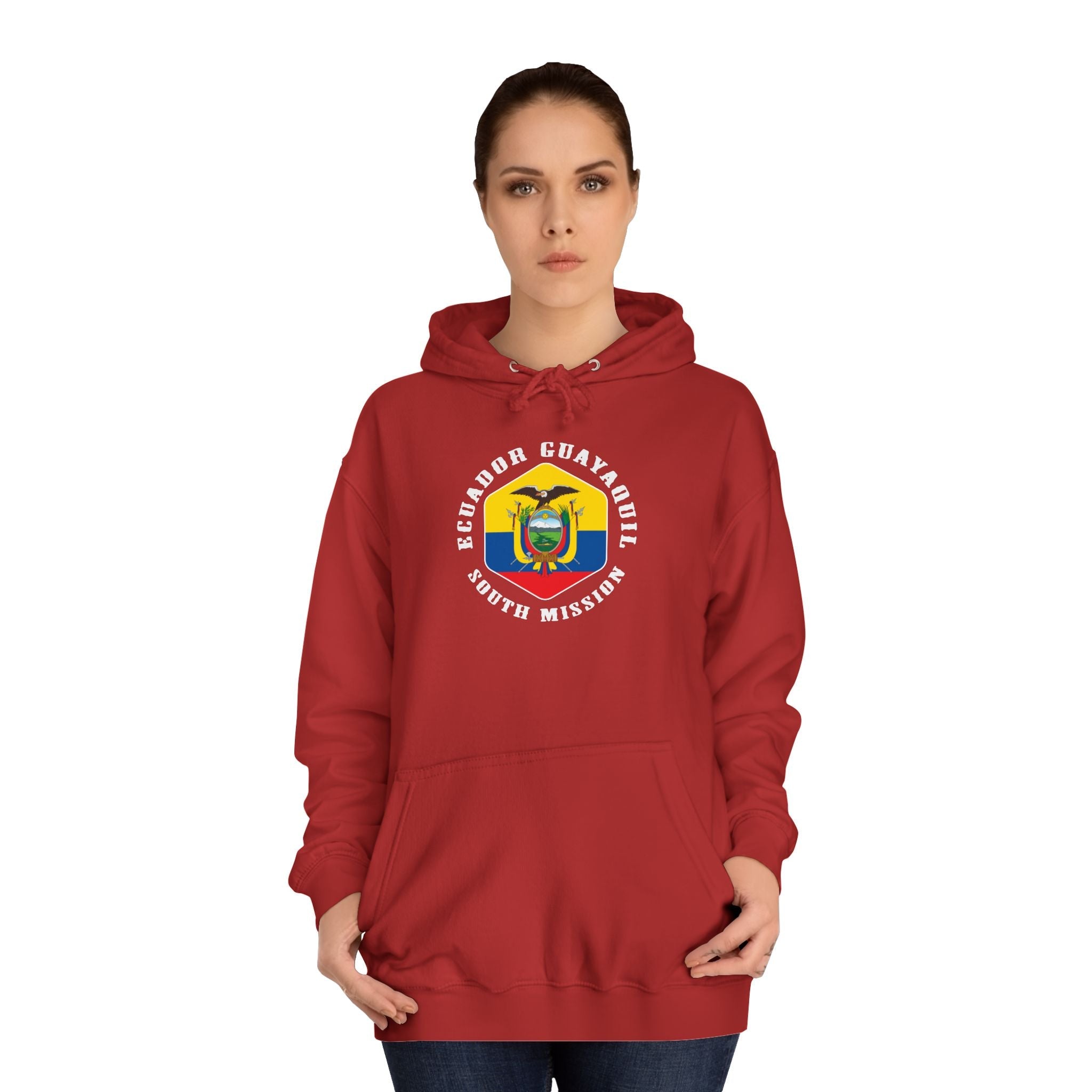 Ecuador Guayaquil South Mission Flag Logo (White Border) College Hoodie - Mission Wishlist - LDS Missionary Gift Store