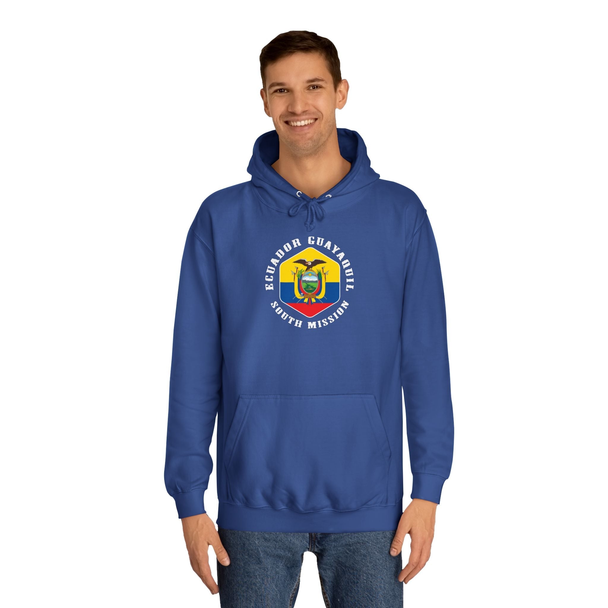Ecuador Guayaquil South Mission Flag Logo (White Border) College Hoodie - Mission Wishlist - LDS Missionary Gift Store