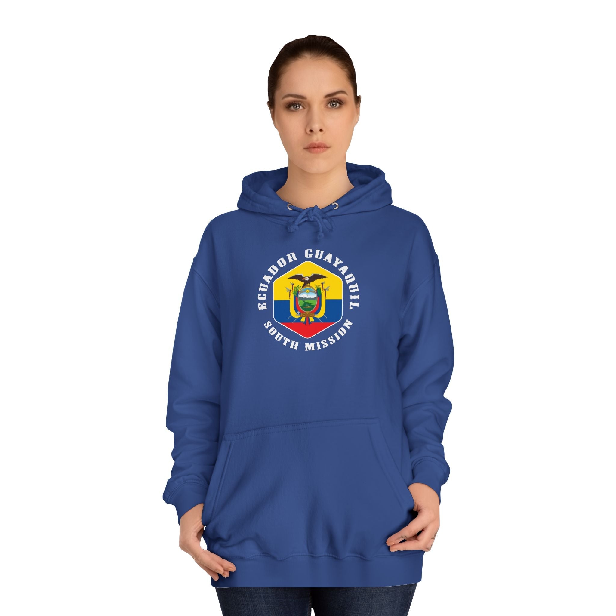 Ecuador Guayaquil South Mission Flag Logo (White Border) College Hoodie - Mission Wishlist - LDS Missionary Gift Store