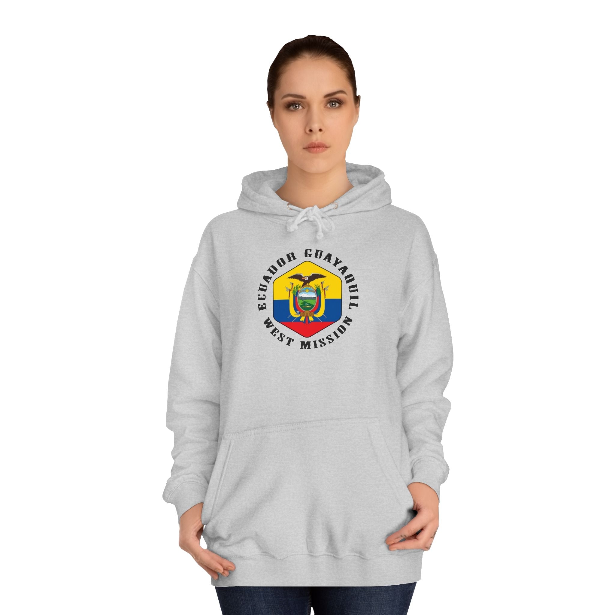 Ecuador Guayaquil West Mission Flag Logo (Black Border) College Hoodie - Latter-Day Saint LDS Missionary Gift - Book of Mormon