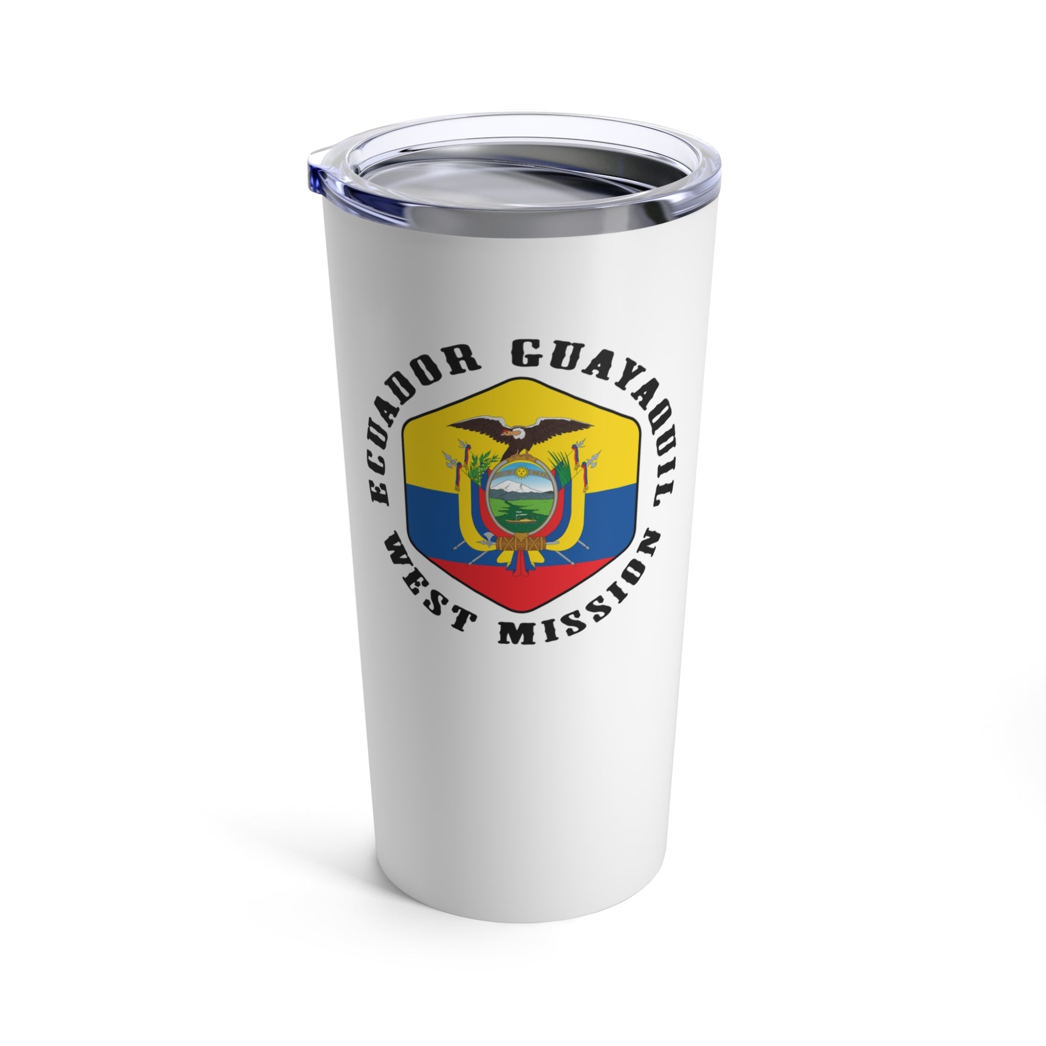 Ecuador Guayaquil West Mission Flag Logo Tumbler 20oz White - Latter-Day Saint LDS Missionary Gift - Book of Mormon