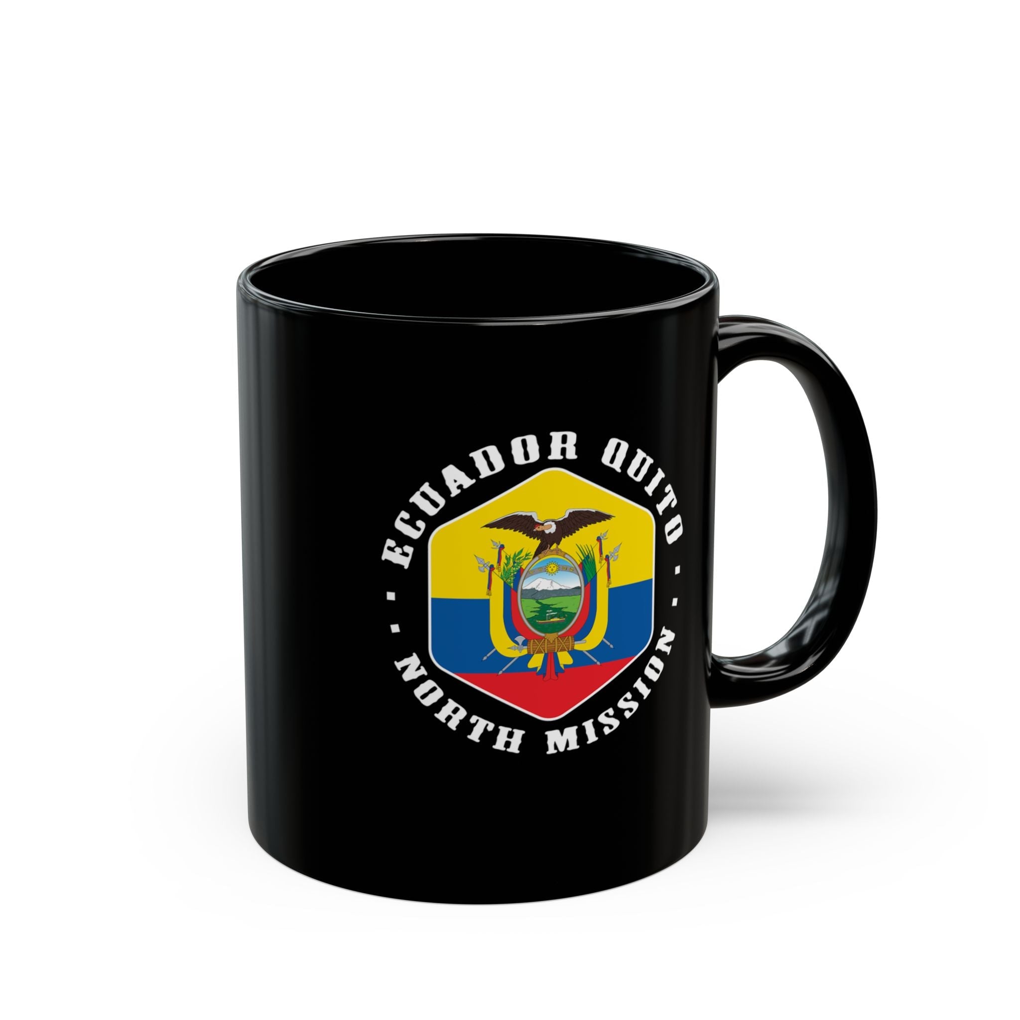 Ecuador Quito North Mission Circular Flag Black Ceramic Mug - Mission Wishlist - LDS Missionary Gift Store