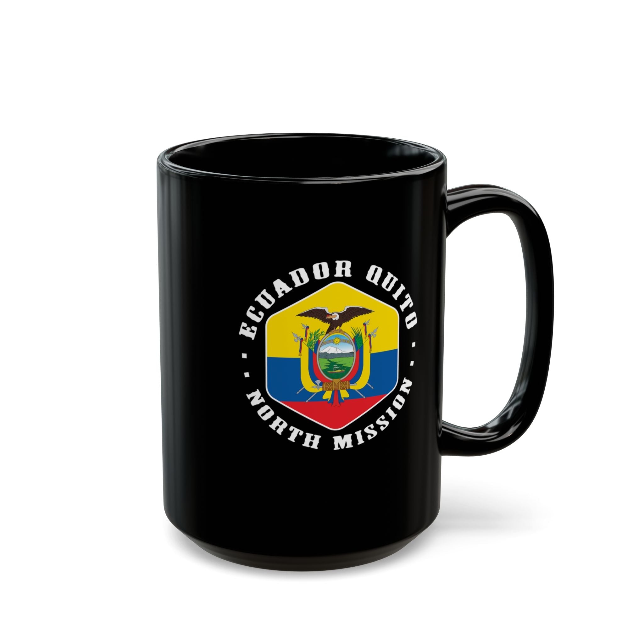 Ecuador Quito North Mission Circular Flag Black Ceramic Mug - Mission Wishlist - LDS Missionary Gift Store