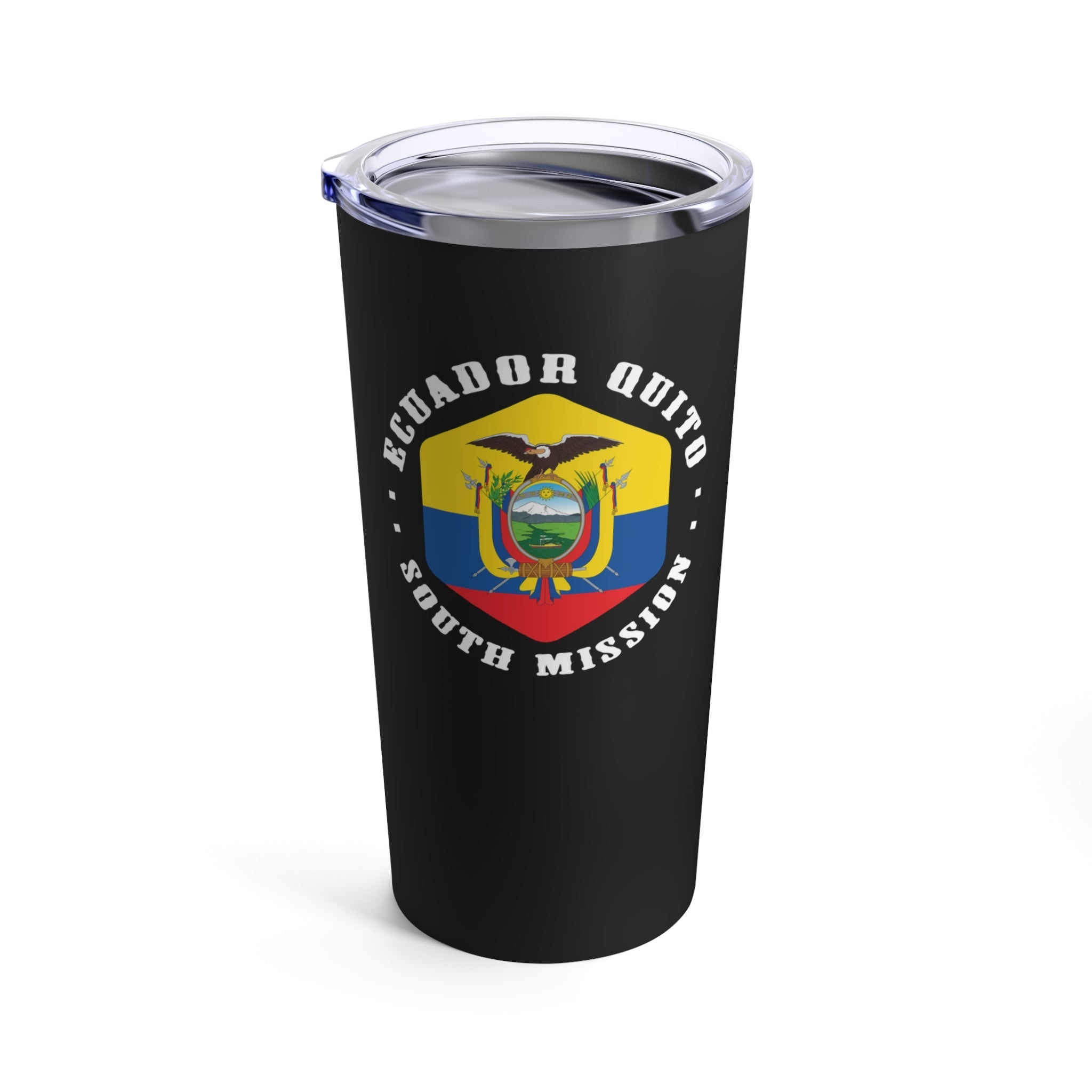 Ecuador Quito South Mission Flag Logo Tumbler 20oz Black - Latter-Day Saint LDS Missionary Gift - Book of Mormon