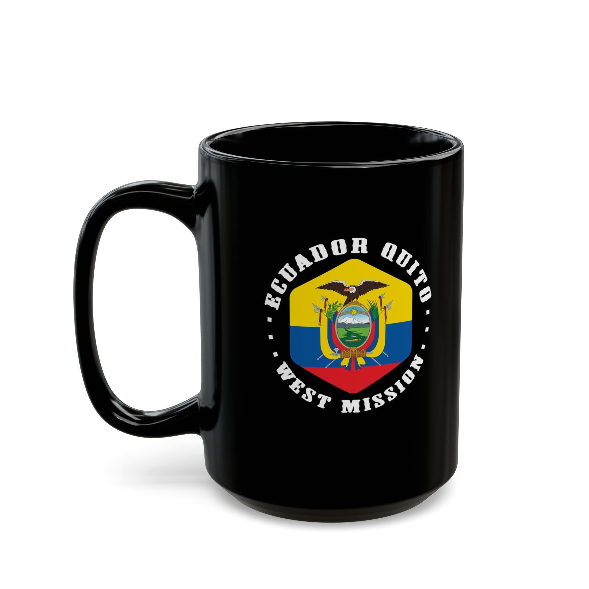 Ecuador Quito West Mission Circular Flag Black Ceramic Mug - Mission Wishlist - LDS Missionary Gift Store
