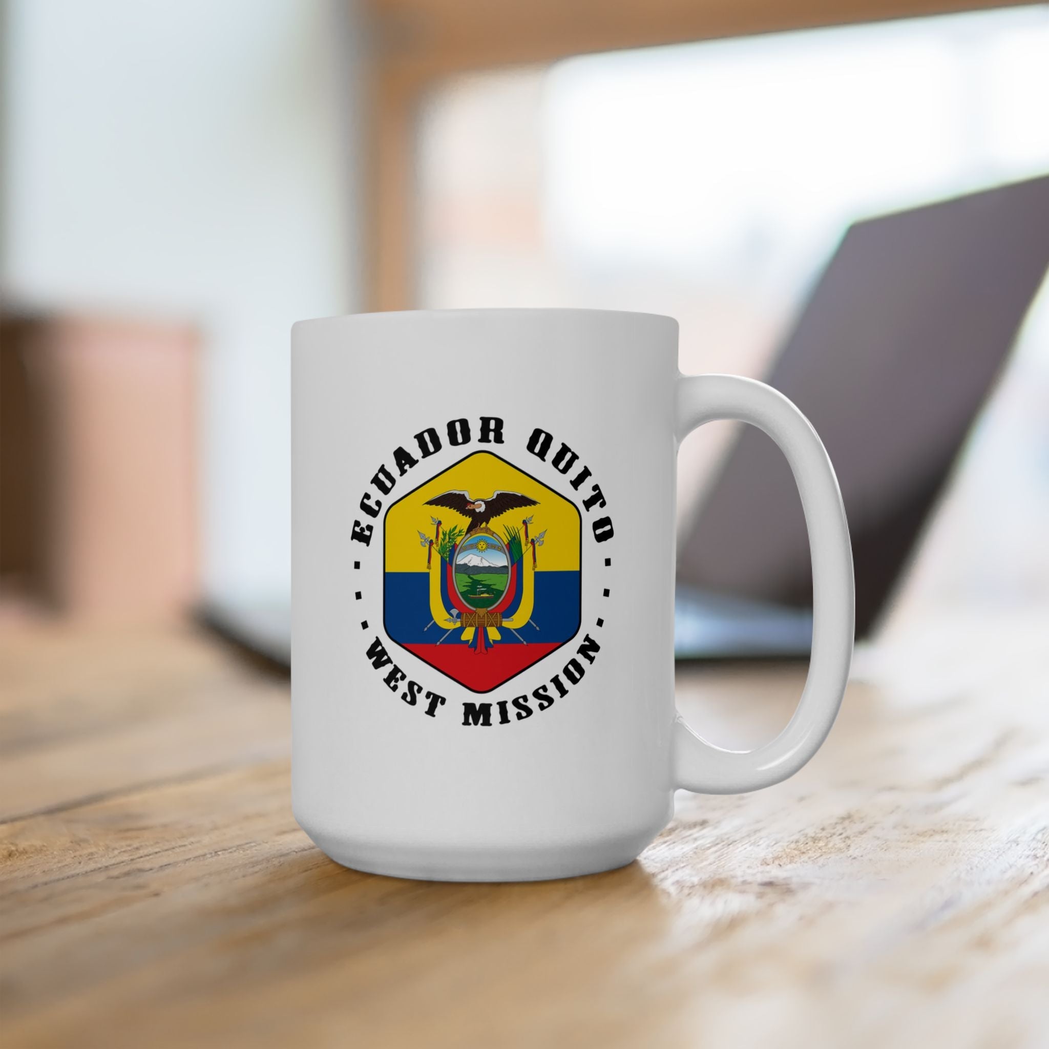 Ecuador Quito West Mission Circular Flag White Ceramic Mug - Mission Wishlist - LDS Missionary Gift Store