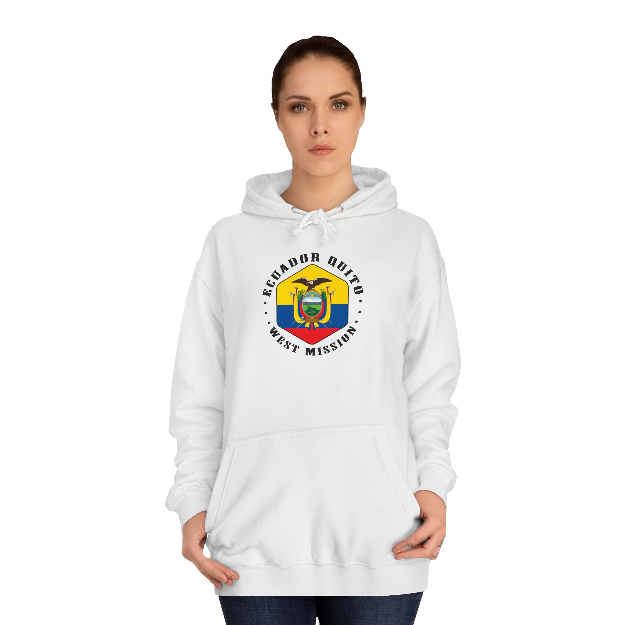 Ecuador Quito West Mission Flag Logo (Black Border) College Hoodie - Latter-Day Saint LDS Missionary Gift - Book of Mormon