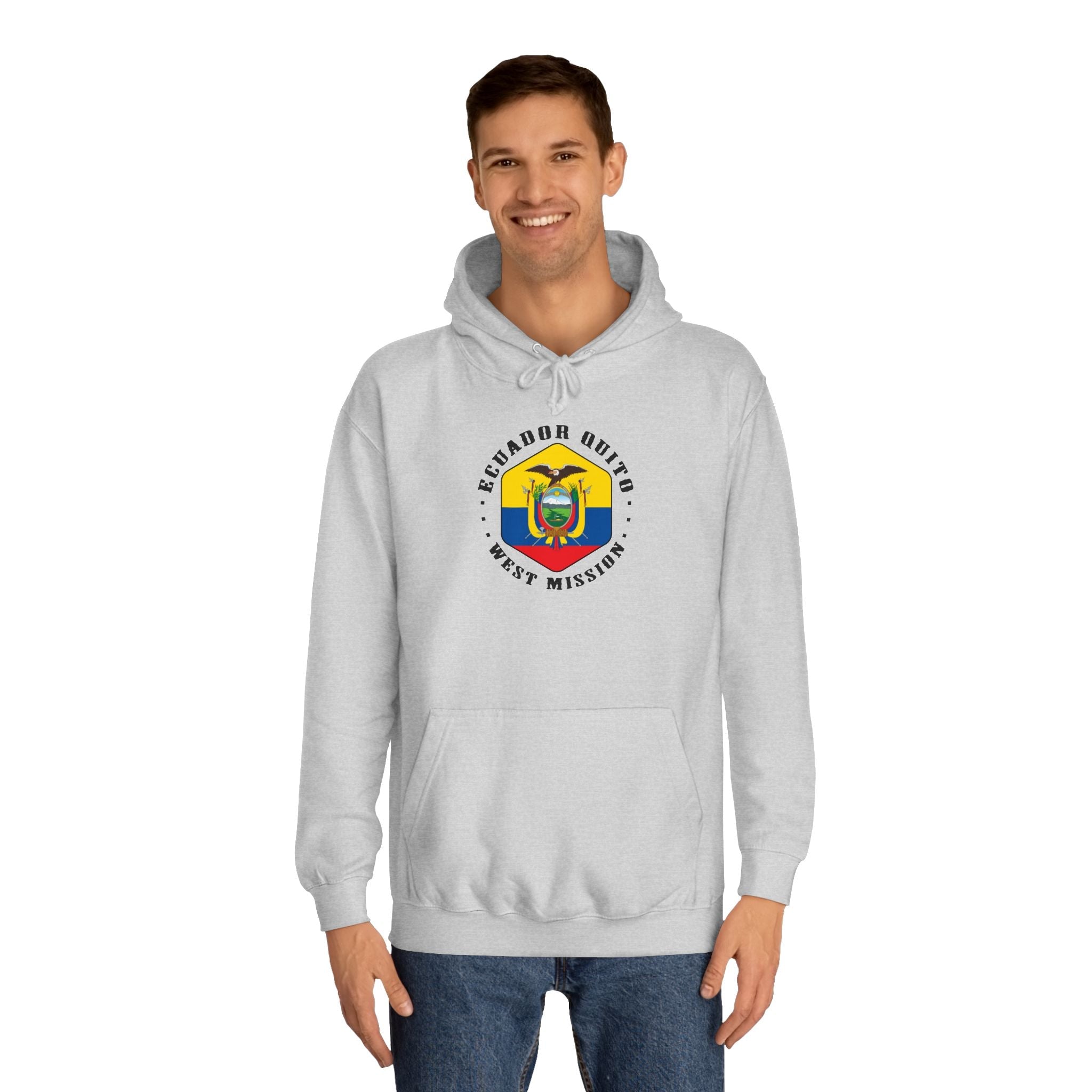 Ecuador Quito West Mission Flag Logo (Black Border) College Hoodie - Latter-Day Saint LDS Missionary Gift - Book of Mormon