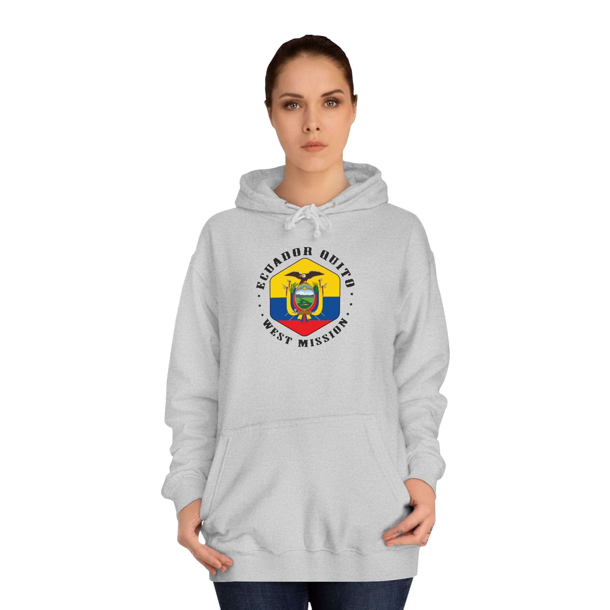Ecuador Quito West Mission Flag Logo (Black Border) College Hoodie - Latter-Day Saint LDS Missionary Gift - Book of Mormon