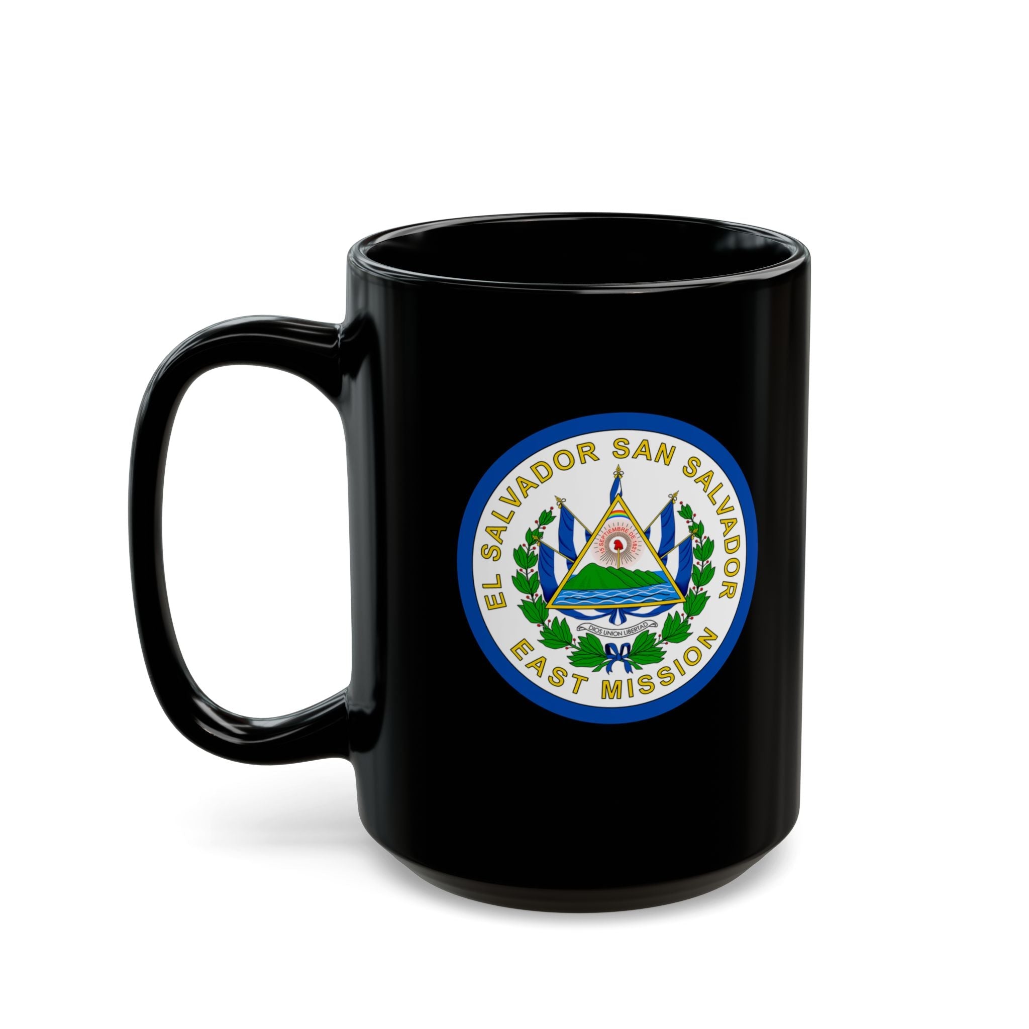 El Salvador San Salvador East Mission Circular Flag Black Ceramic Mug - Mission Wishlist - LDS Missionary Gift Store