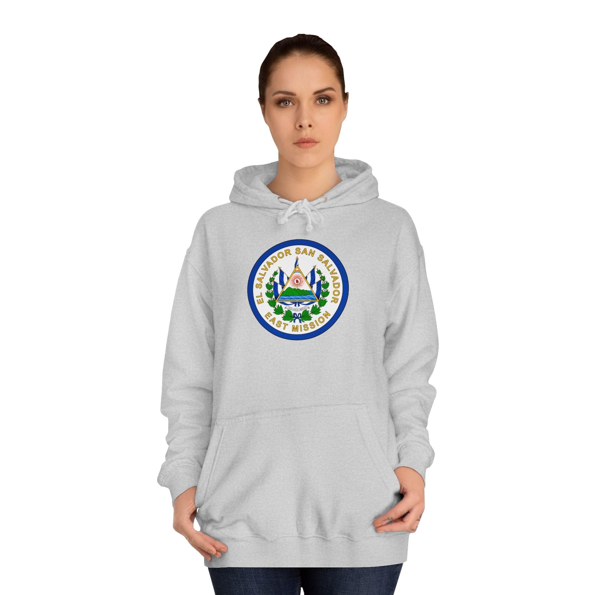 El Salvador San Salvador East Mission Flag Logo (White Border) College Hoodie - Mission Wishlist - LDS Missionary Gift Store