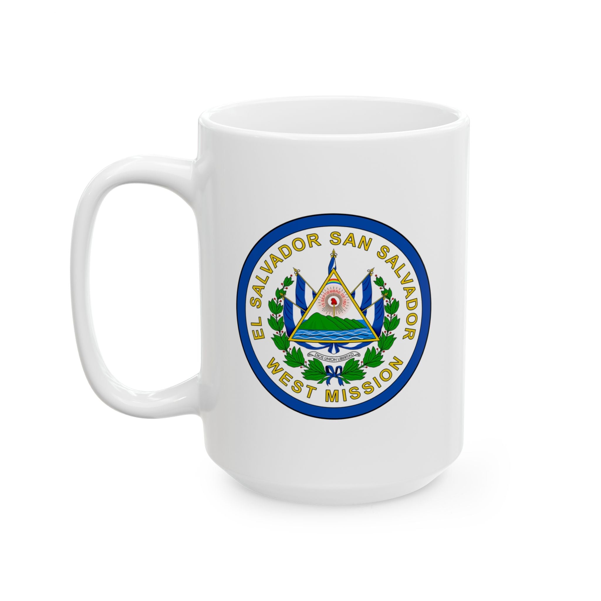 El Salvador San Salvador West Mission Circular Flag White Ceramic Mug - Latter-Day Saint LDS Missionary Gift - Book of Mormon