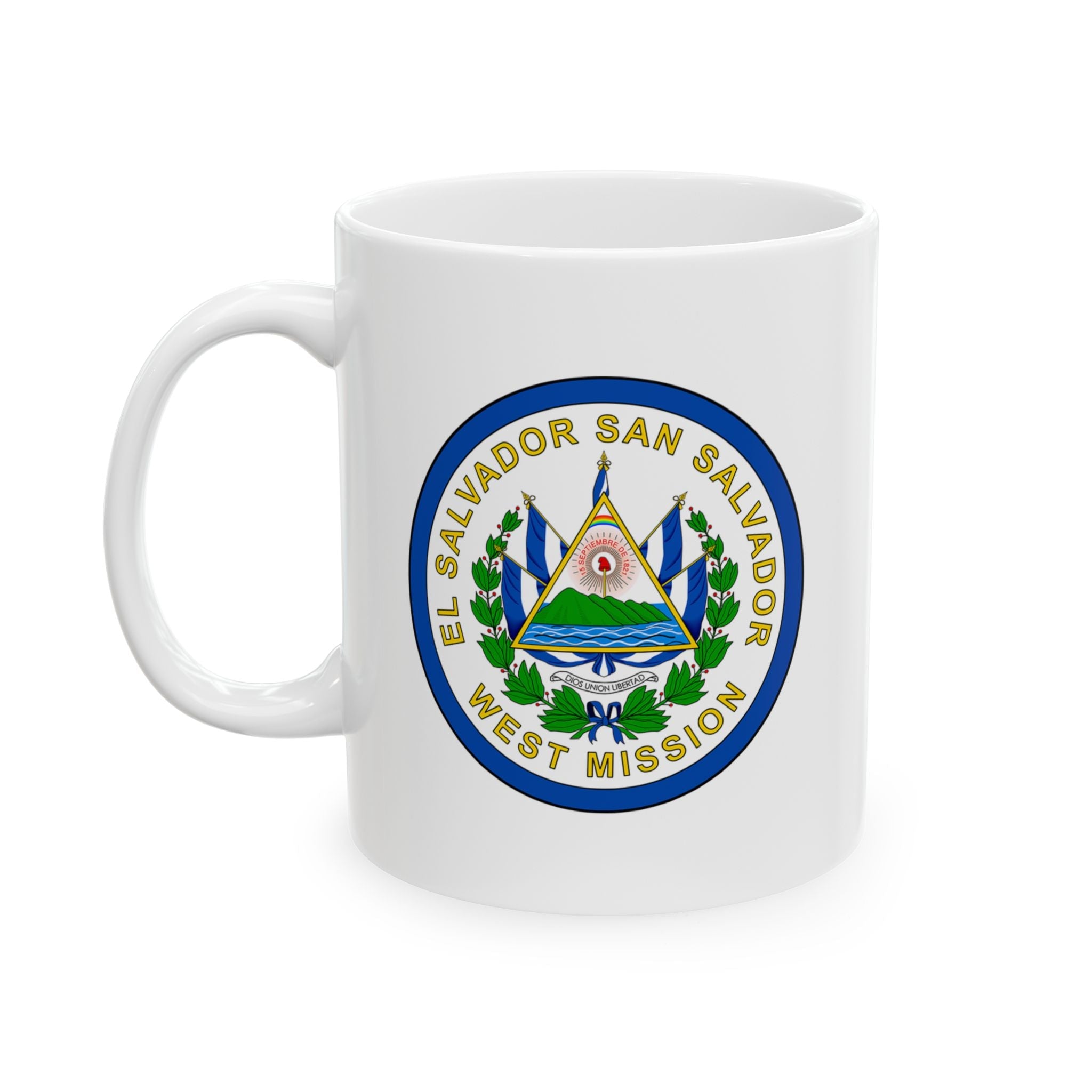 El Salvador San Salvador West Mission Circular Flag White Ceramic Mug - Latter-Day Saint LDS Missionary Gift - Book of Mormon