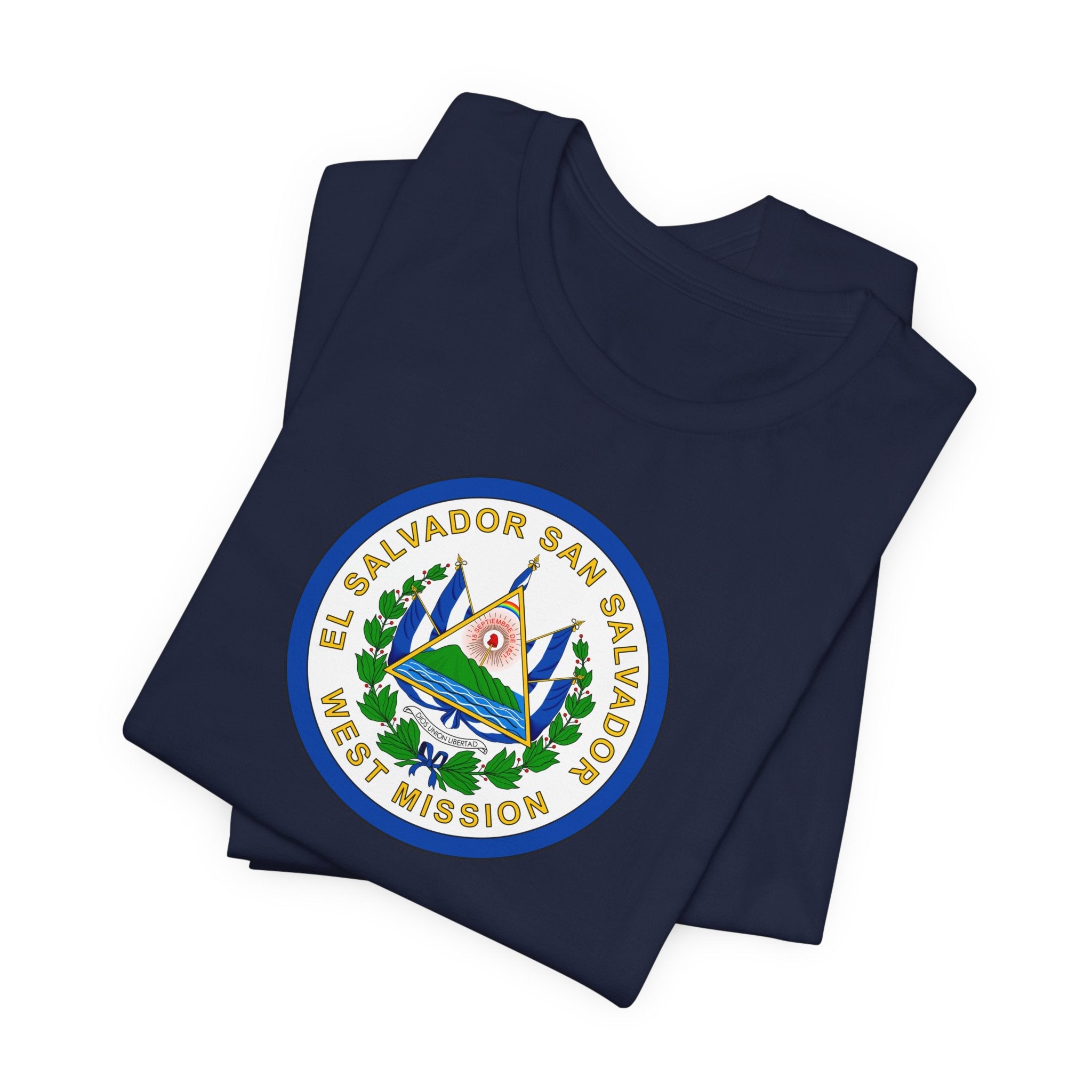 El Salvador San Salvador West Mission Flag Logo (White Border) T-shirt - Mission Wishlist - LDS Missionary Gift Store