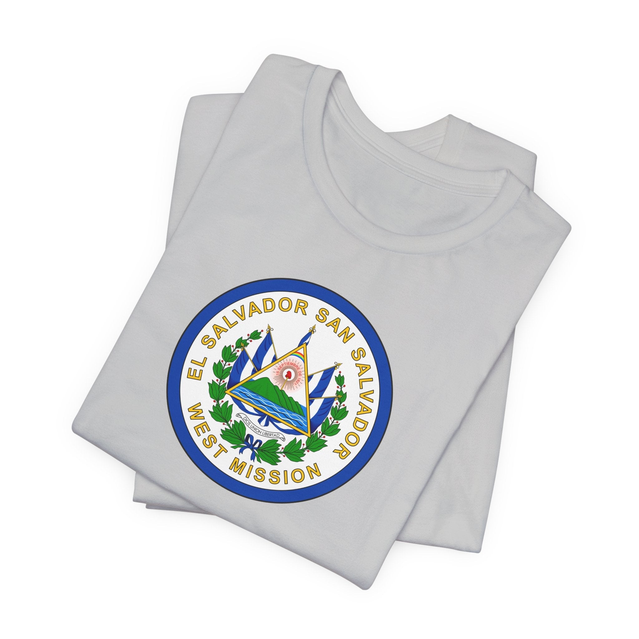 El Salvador San Salvador West Mission Flag Logo (White Border) T-shirt - Mission Wishlist - LDS Missionary Gift Store