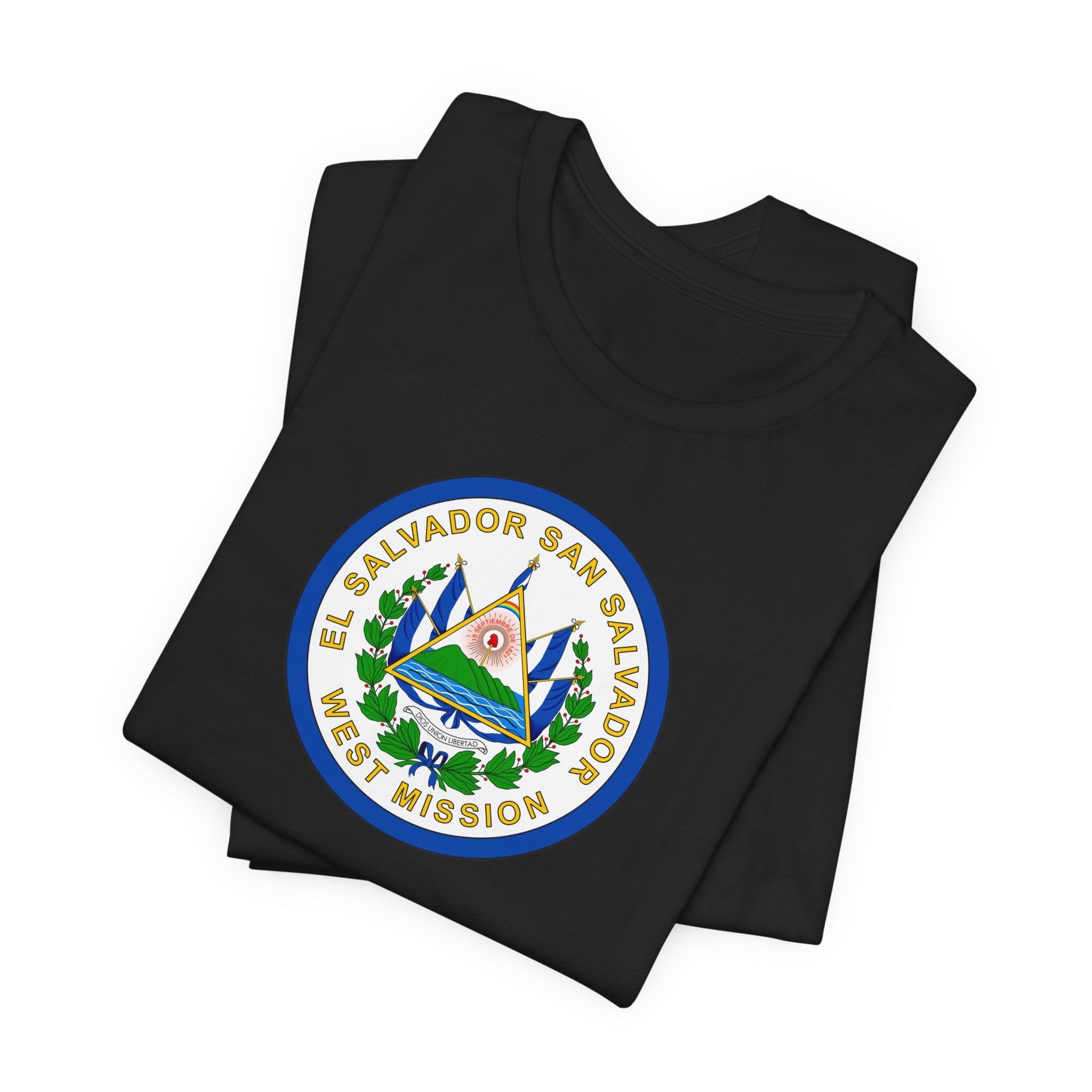 El Salvador San Salvador West Mission Flag Logo (White Border) T-shirt - Mission Wishlist - LDS Missionary Gift Store