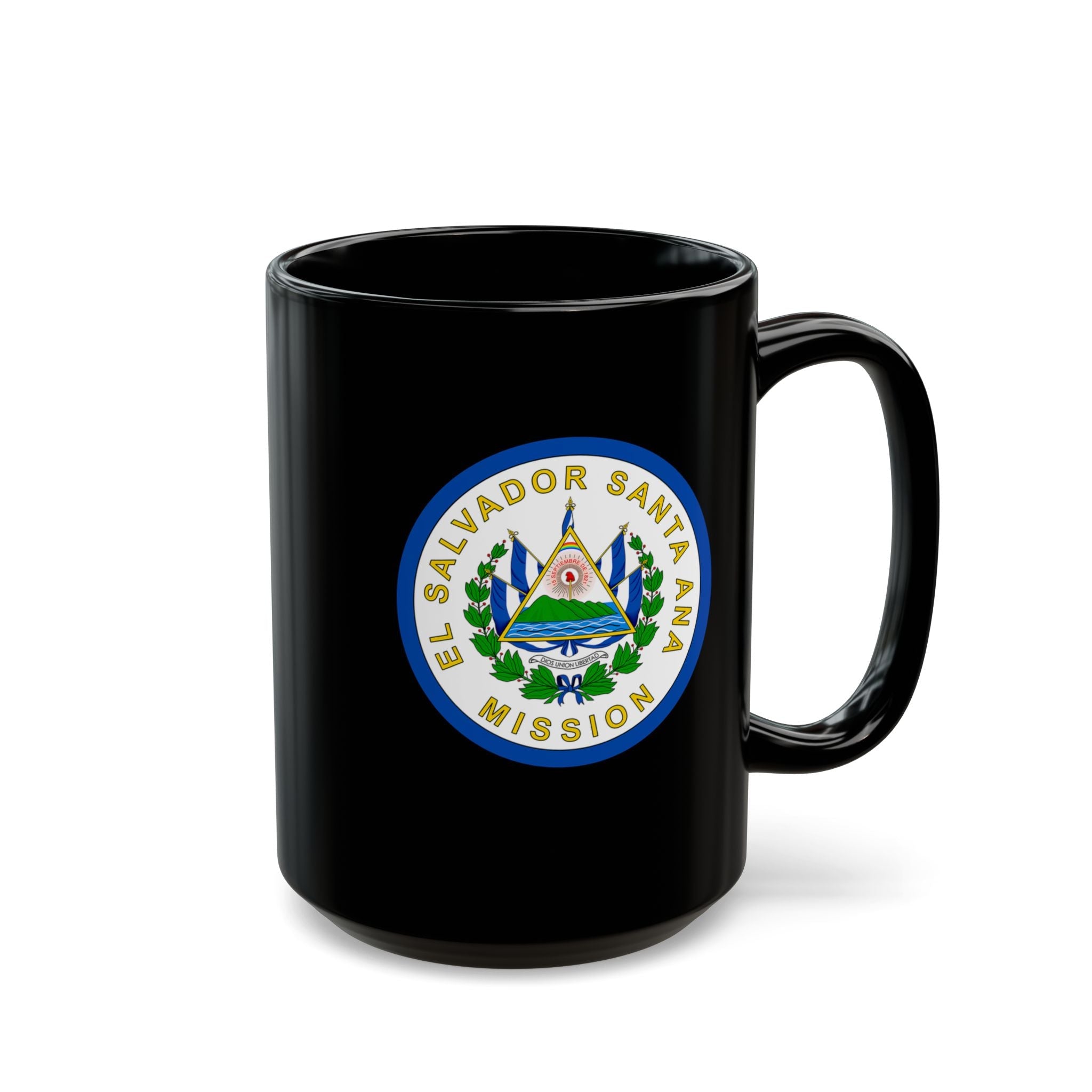 El Salvador Santa Ana Mission Circular Flag Black Ceramic Mug - Latter-Day Saint LDS Missionary Gift - Book of Mormon