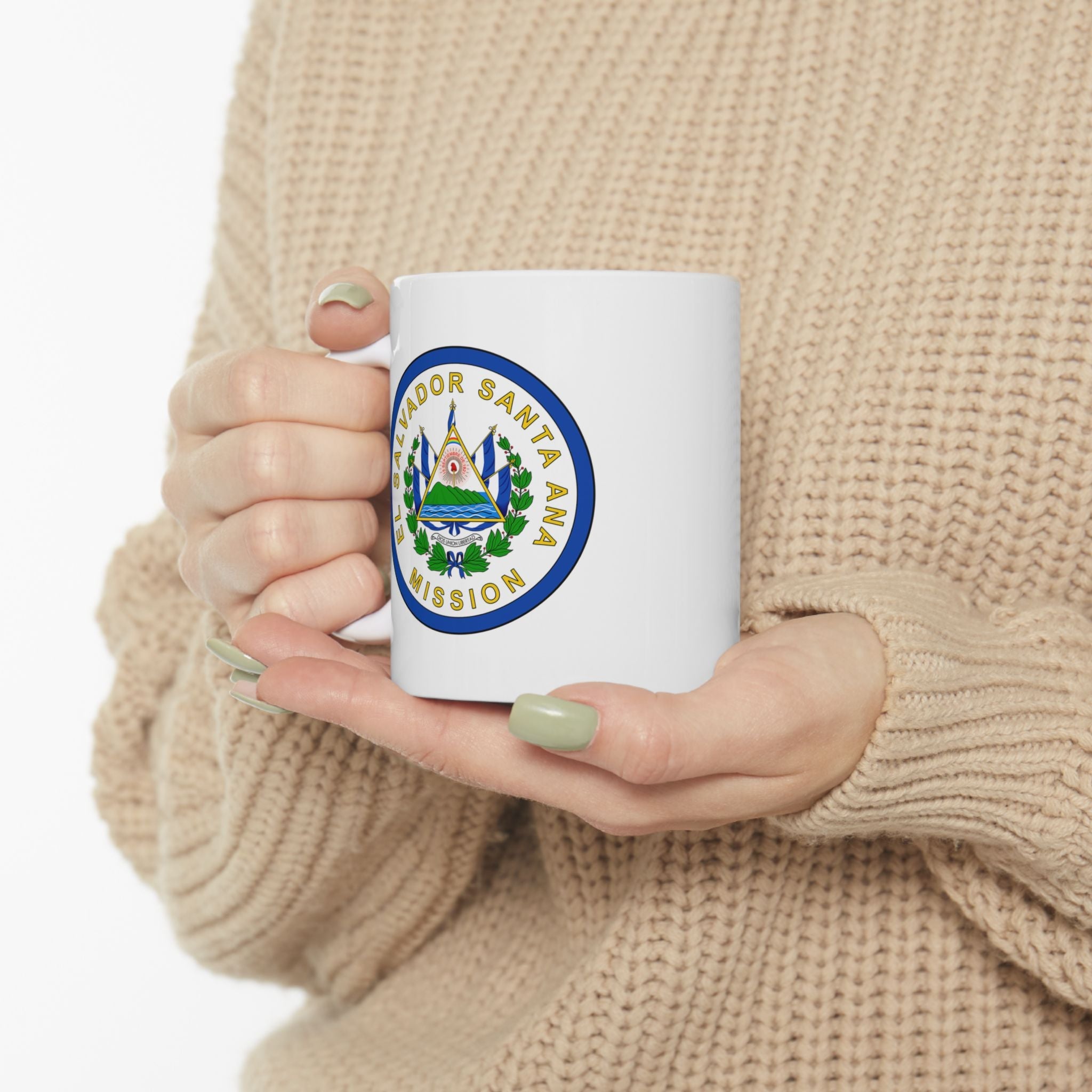 El Salvador Santa Ana Mission Circular Flag White Ceramic Mug - Latter-Day Saint LDS Missionary Gift - Book of Mormon