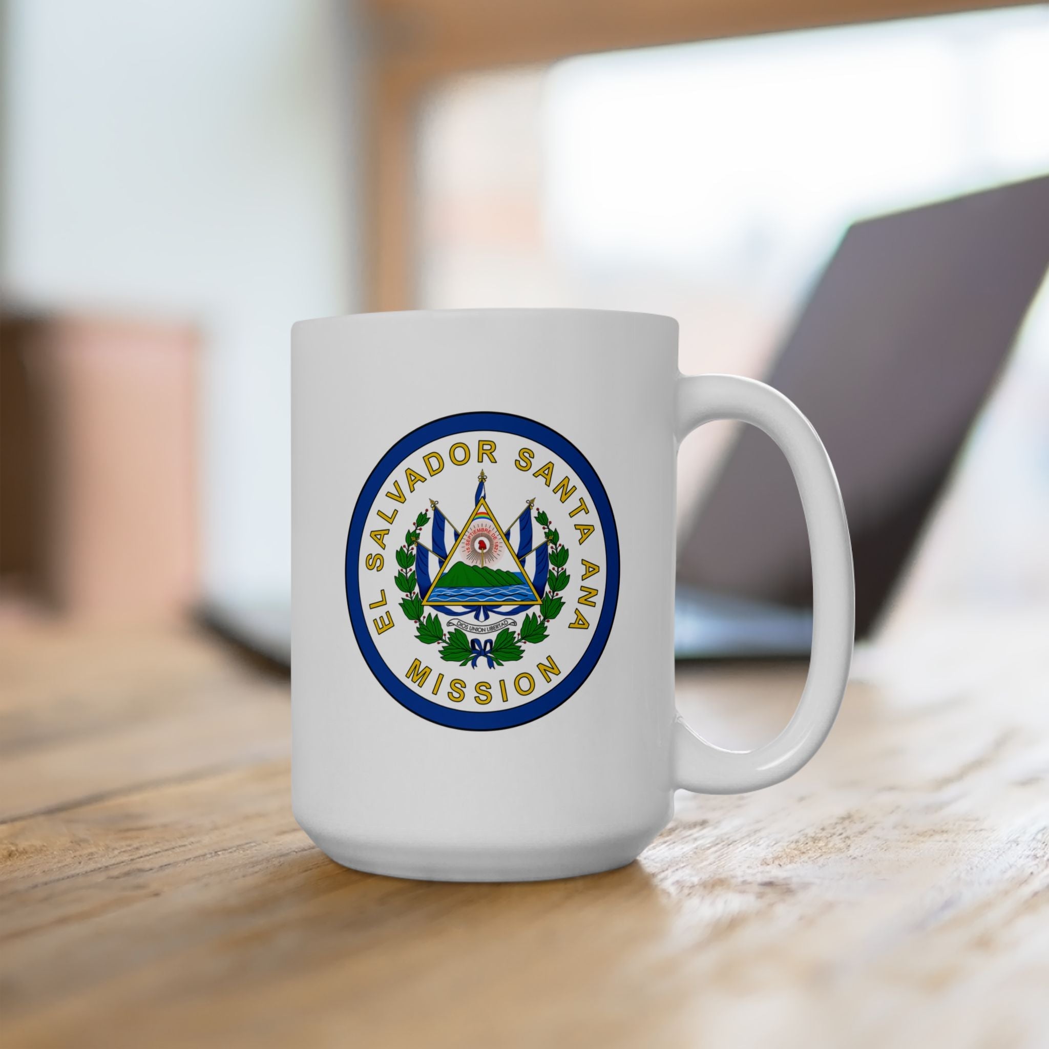 El Salvador Santa Ana Mission Circular Flag White Ceramic Mug - Latter-Day Saint LDS Missionary Gift - Book of Mormon