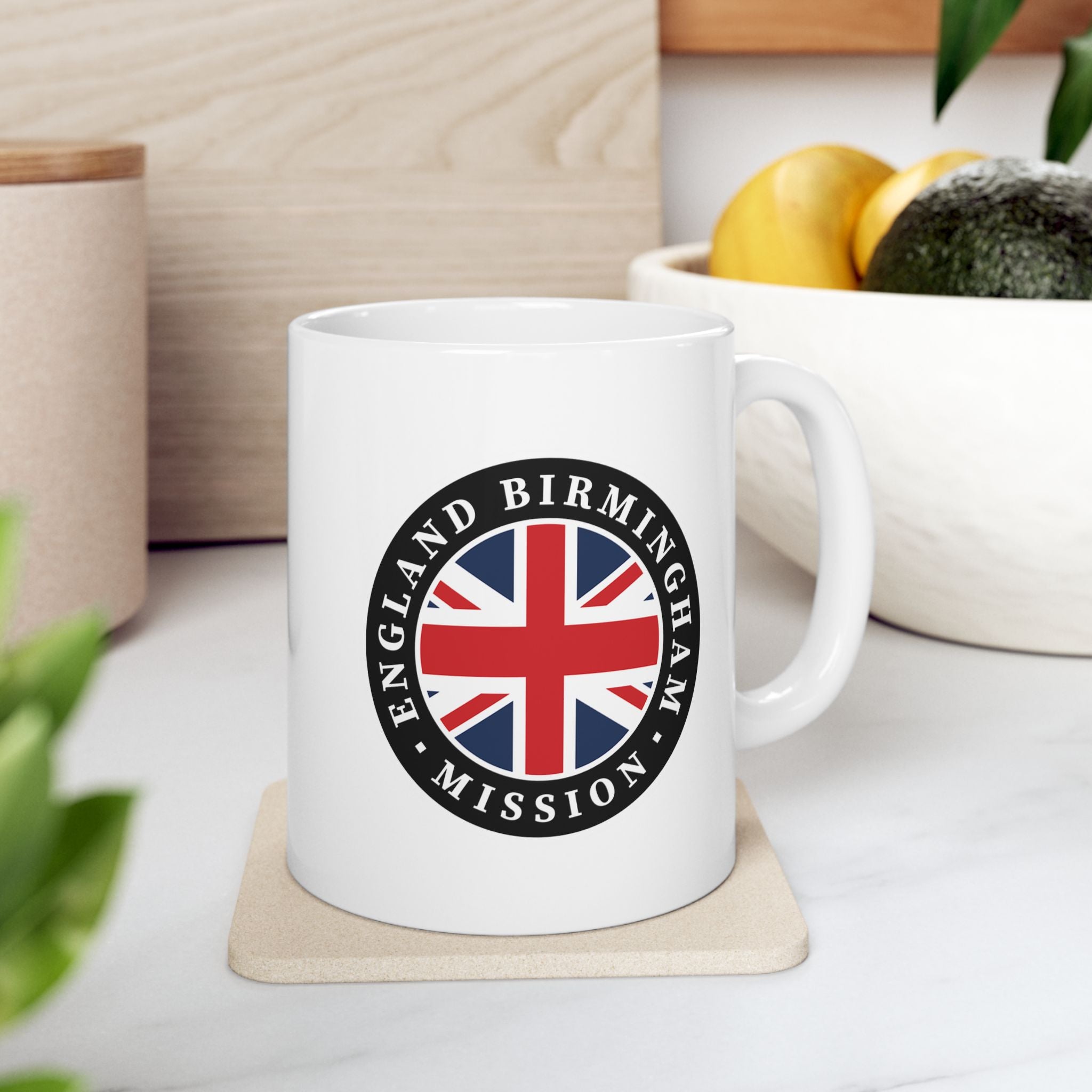 England Birmingham Mission Circular Flag White Ceramic Mug - Latter-Day Saint LDS Missionary Gift - Book of Mormon