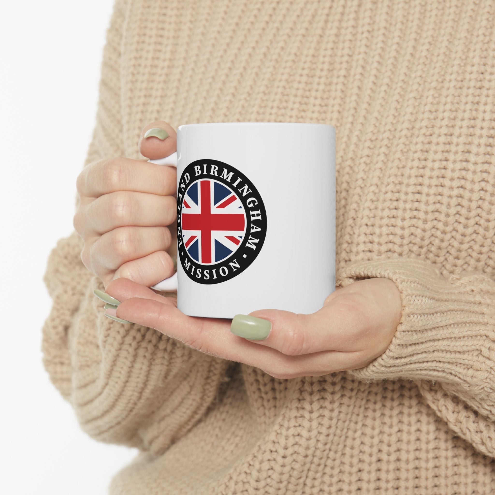 England Birmingham Mission Circular Flag White Ceramic Mug - Latter-Day Saint LDS Missionary Gift - Book of Mormon