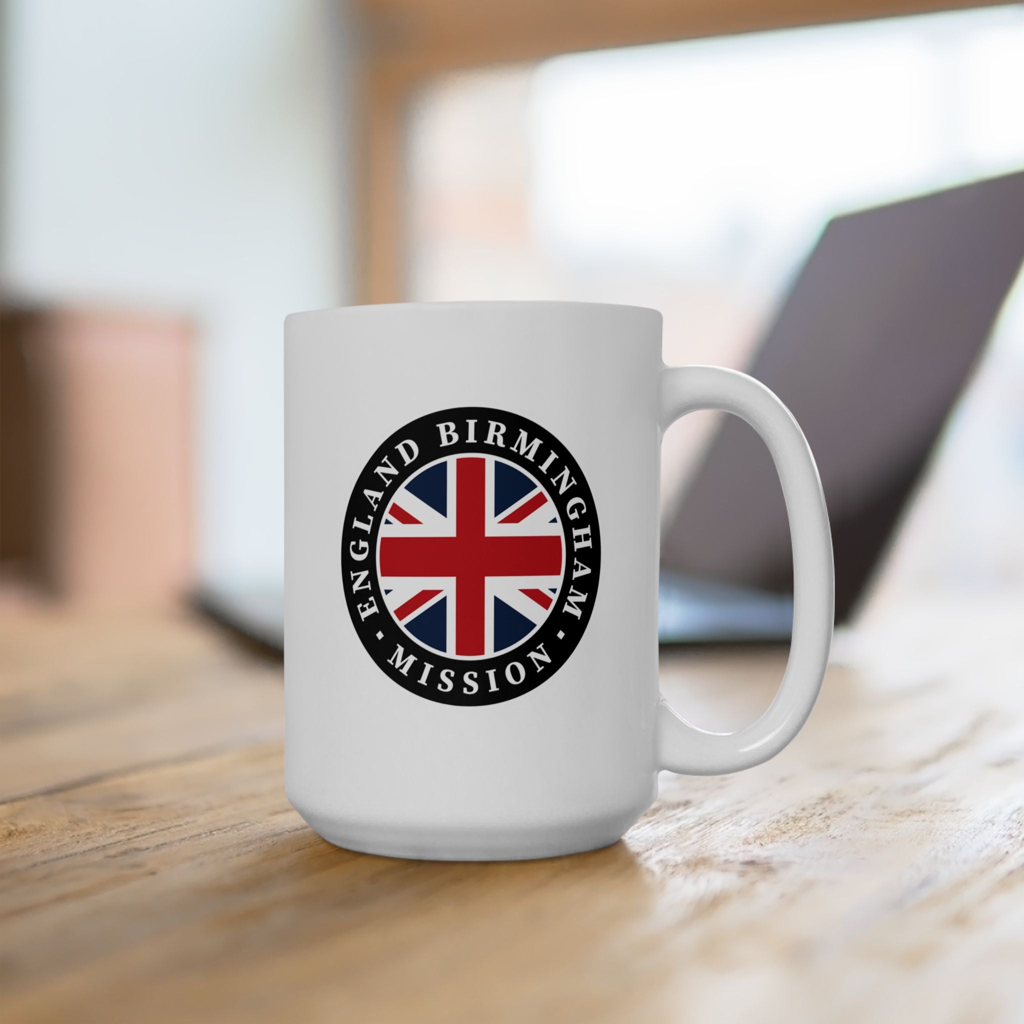 England Birmingham Mission Circular Flag White Ceramic Mug - Latter-Day Saint LDS Missionary Gift - Book of Mormon