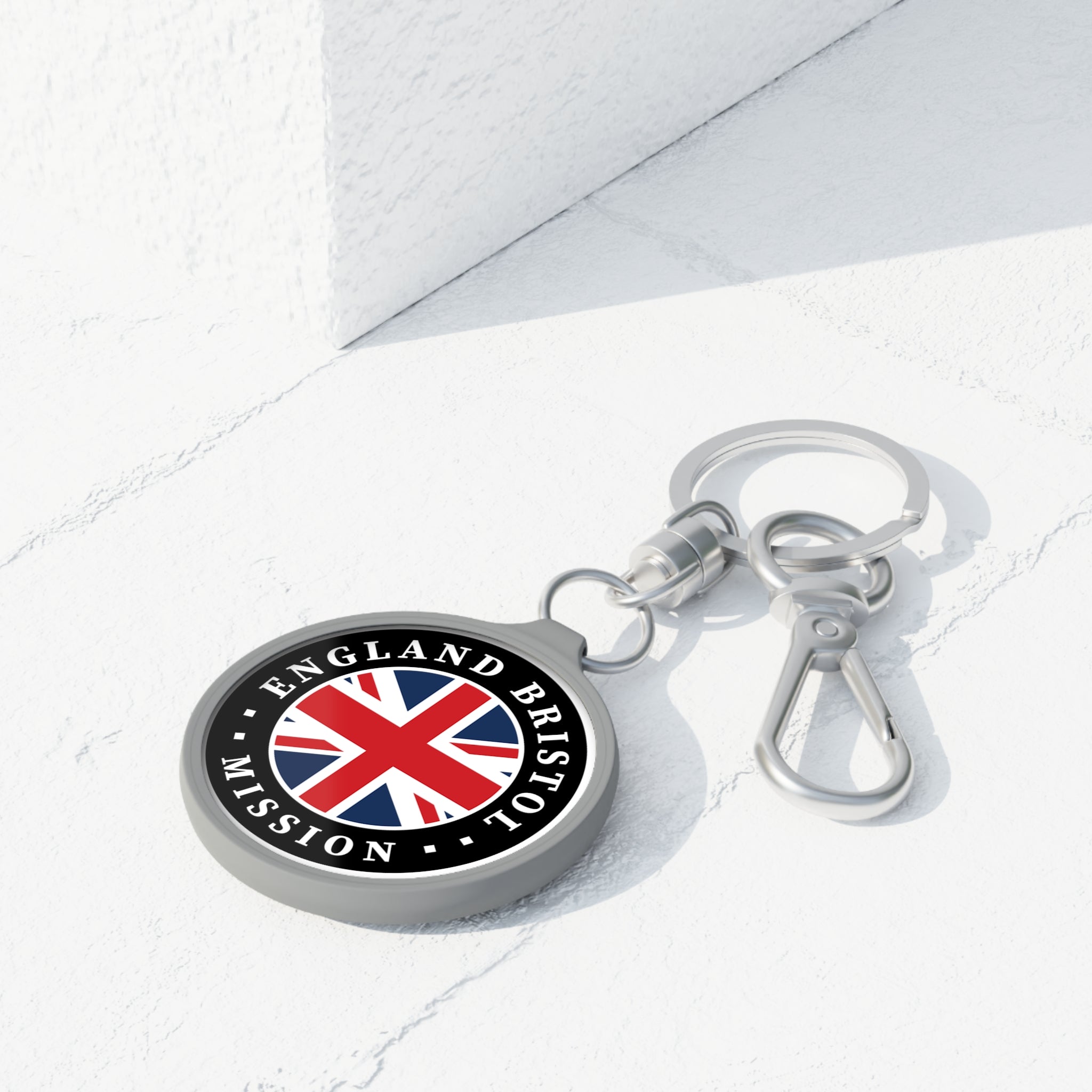 England Bristol Mission Circle Flag Key Tag - Latter-Day Saint LDS Missionary Gift - Book of Mormon