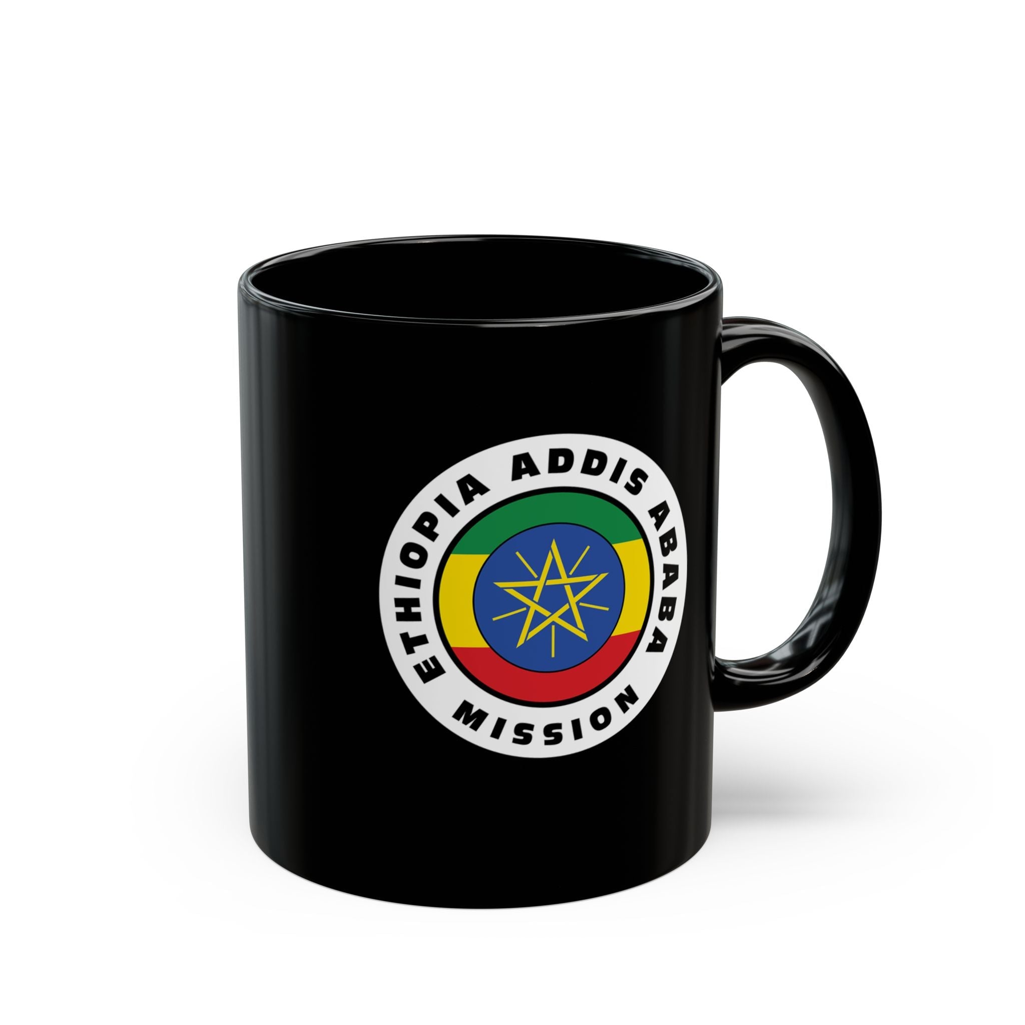 Ethiopia Addis Ababa Mission Circular Flag Black Ceramic Mug - Latter-Day Saint LDS Missionary Gift - Book of Mormon