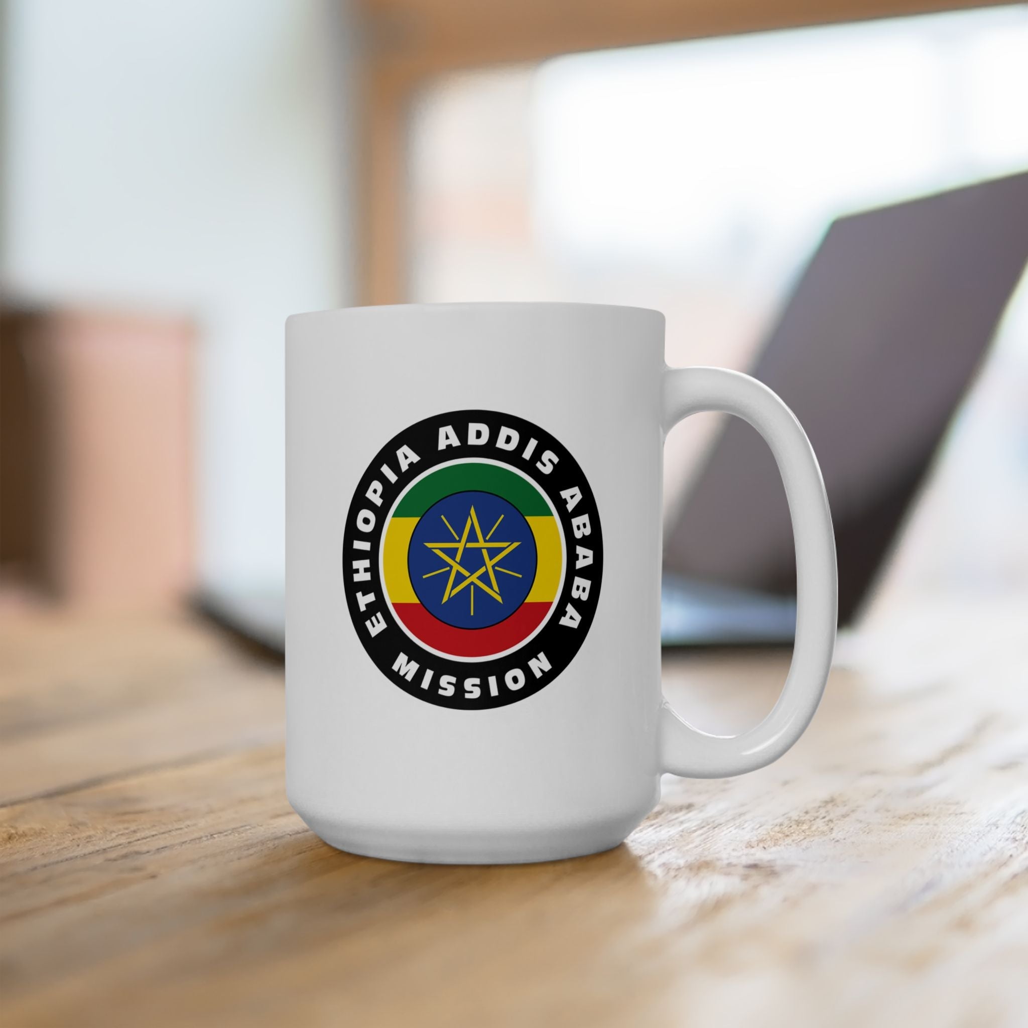 Ethiopia Addis Ababa Mission Circular Flag White Ceramic Mug - Mission Wishlist - LDS Missionary Gift Store