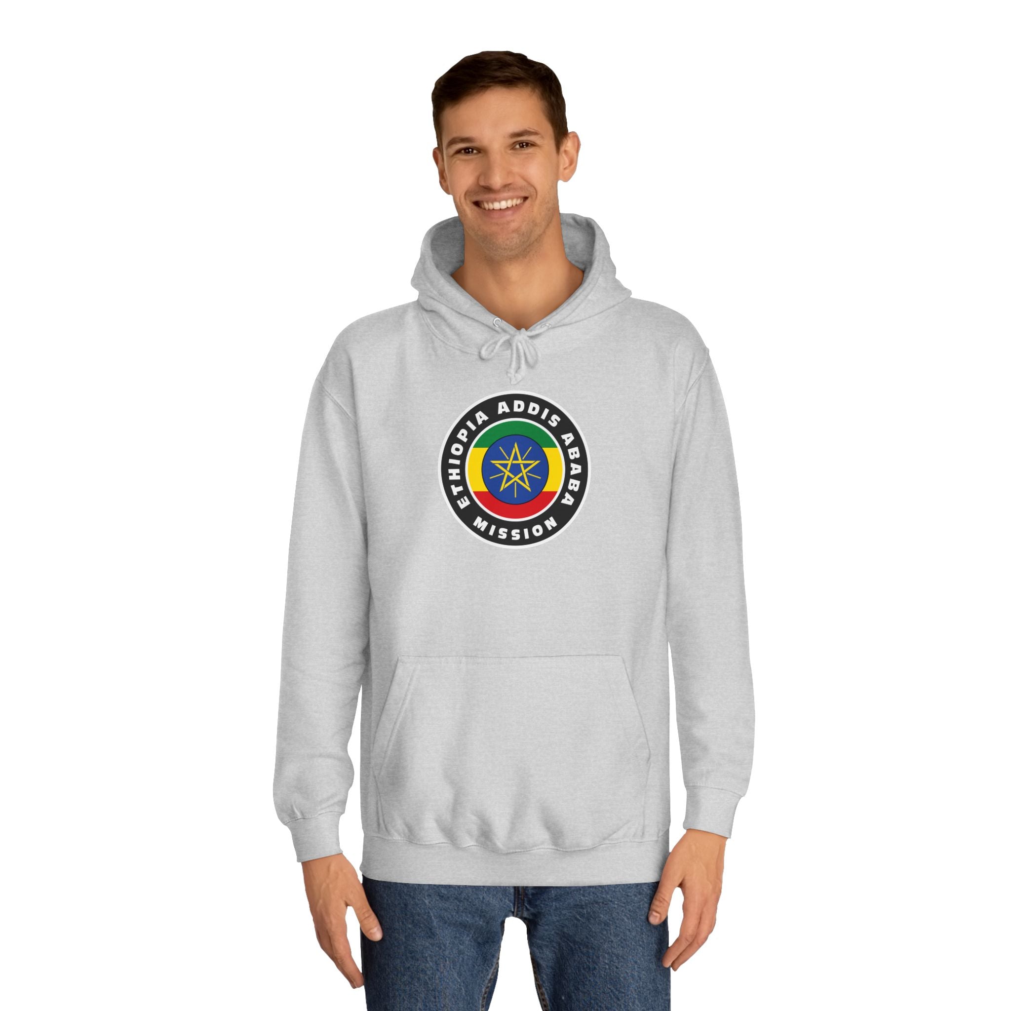 Ethiopia Addis Ababa Mission Flag Logo (Black Border) College Hoodie - Mission Wishlist - LDS Missionary Gift Store