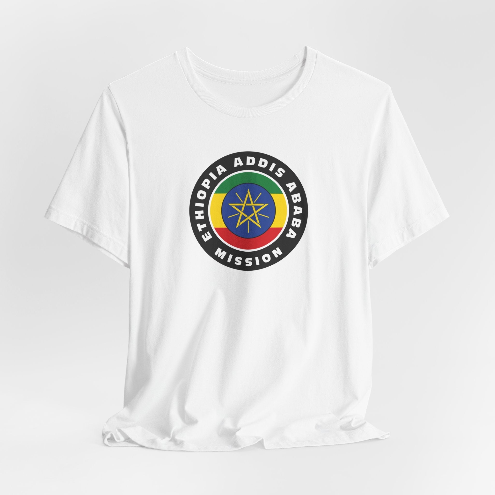 Ethiopia Addis Ababa Mission Flag Logo (Black Border) T-shirt - Mission Wishlist - LDS Missionary Gift Store