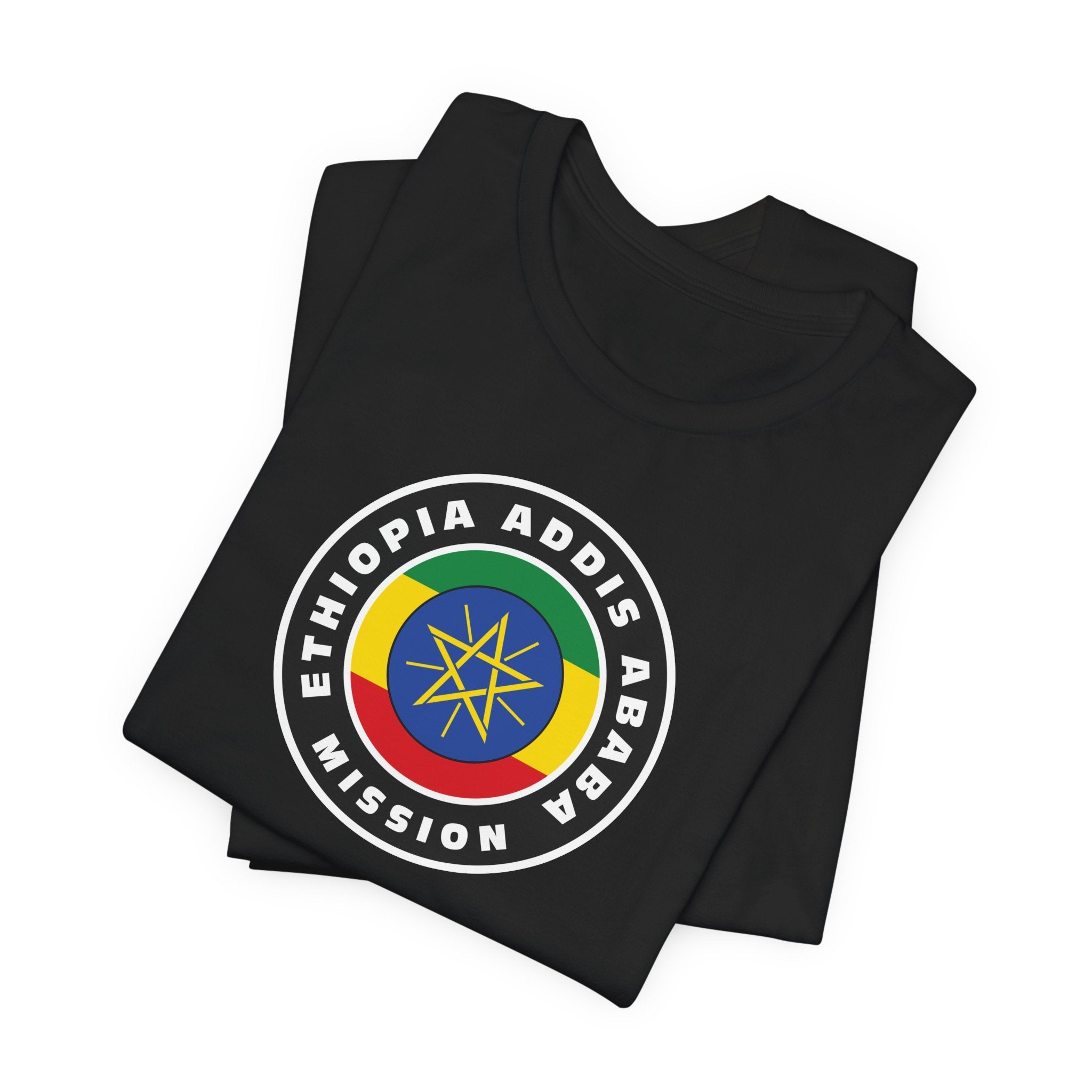 Ethiopia Addis Ababa Mission Flag Logo (Black Border) T-shirt - Mission Wishlist - LDS Missionary Gift Store