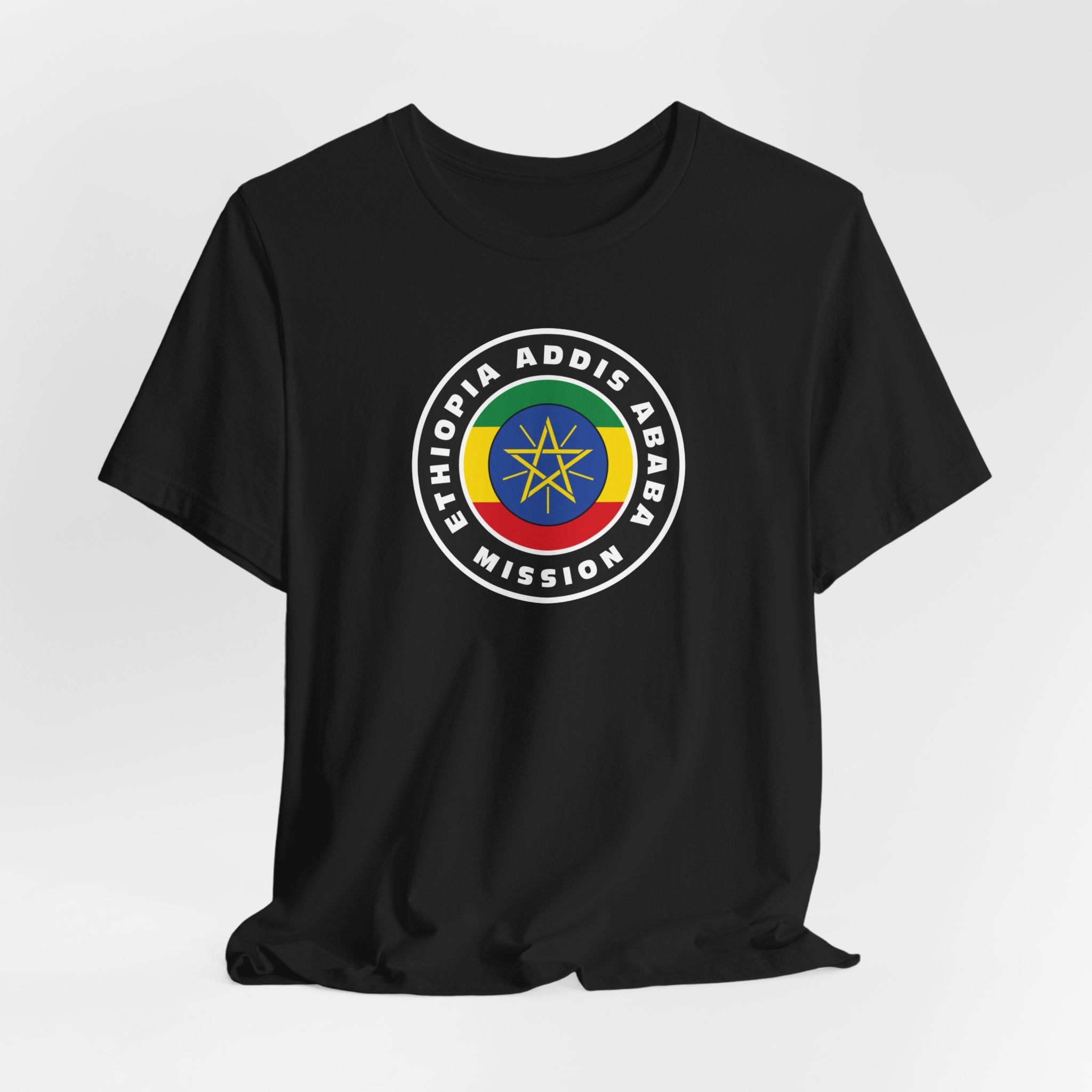 Ethiopia Addis Ababa Mission Flag Logo (Black Border) T-shirt - Mission Wishlist - LDS Missionary Gift Store