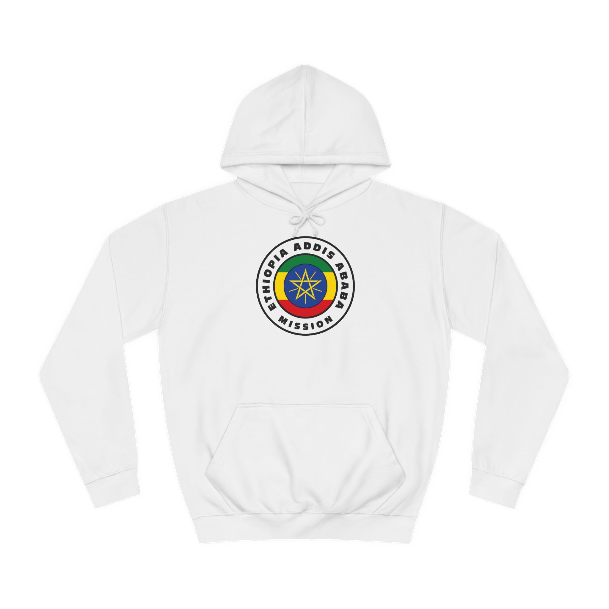 Ethiopia Addis Ababa Mission Flag Logo (White Border) College Hoodie - Mission Wishlist - LDS Missionary Gift Store