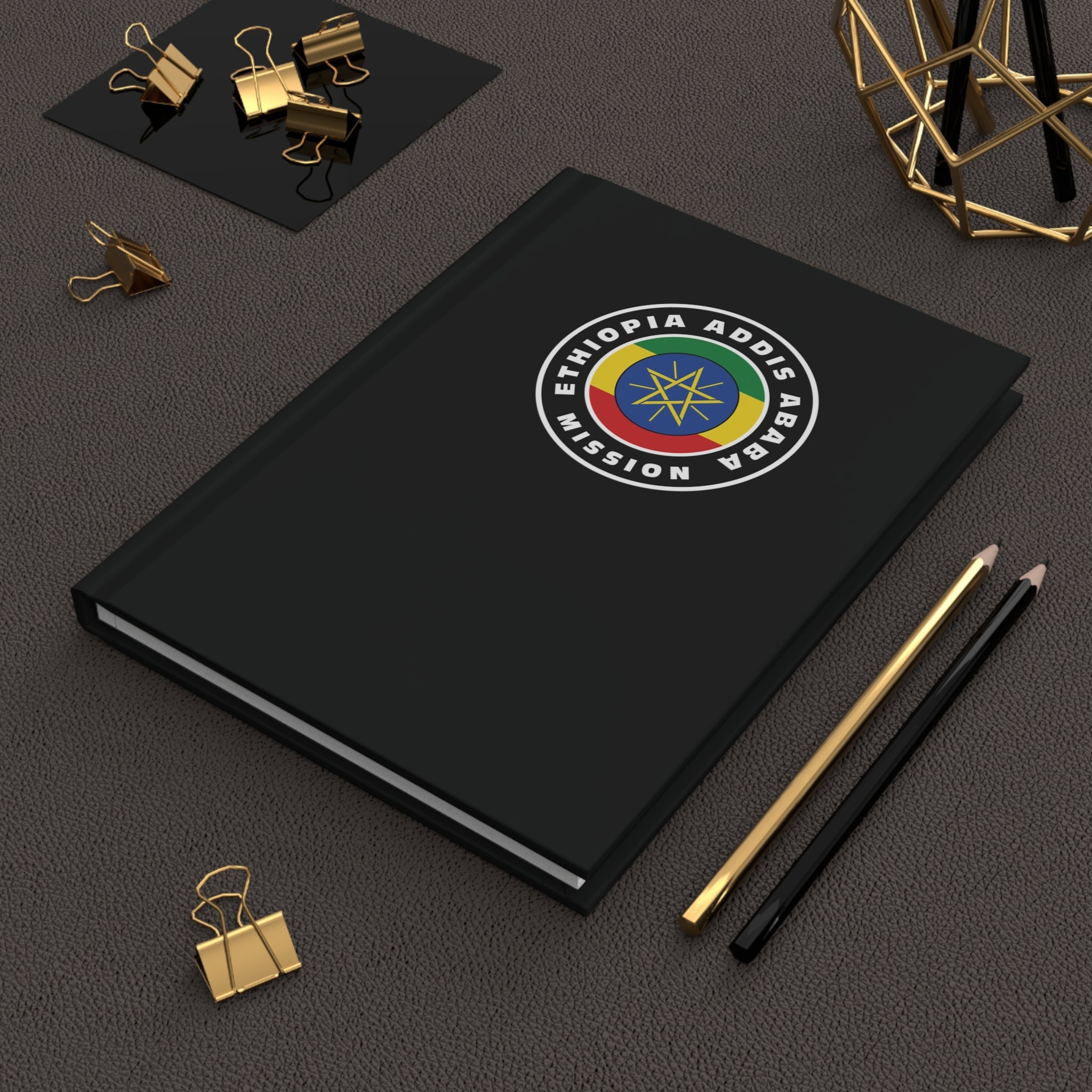 Ethiopia Addis Ababa Mission Logo Design Black Hardcover Journal Matte - Mission Wishlist - LDS Missionary Gift Store