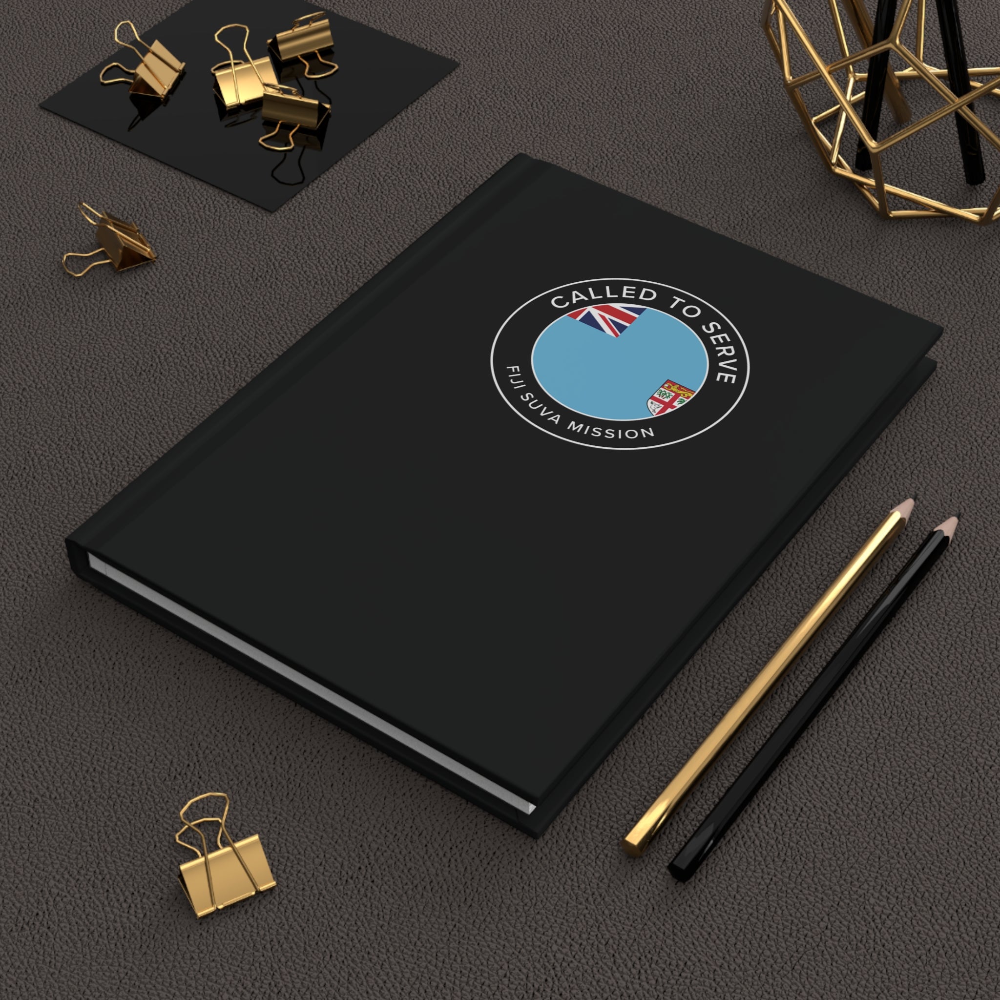 Fiji Suva Mission Circle Flag Called to Serve Black Hardcover Journal Matte - Latter-Day Saint LDS Missionary Gift - Book of Mormon